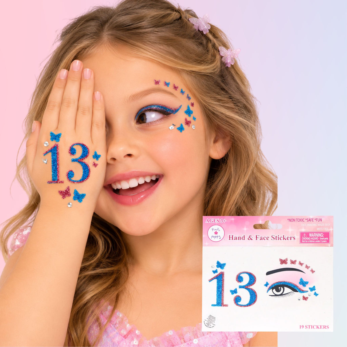 Romantics Thirteen Hand & Face Sticker - Pink Poppy Australia