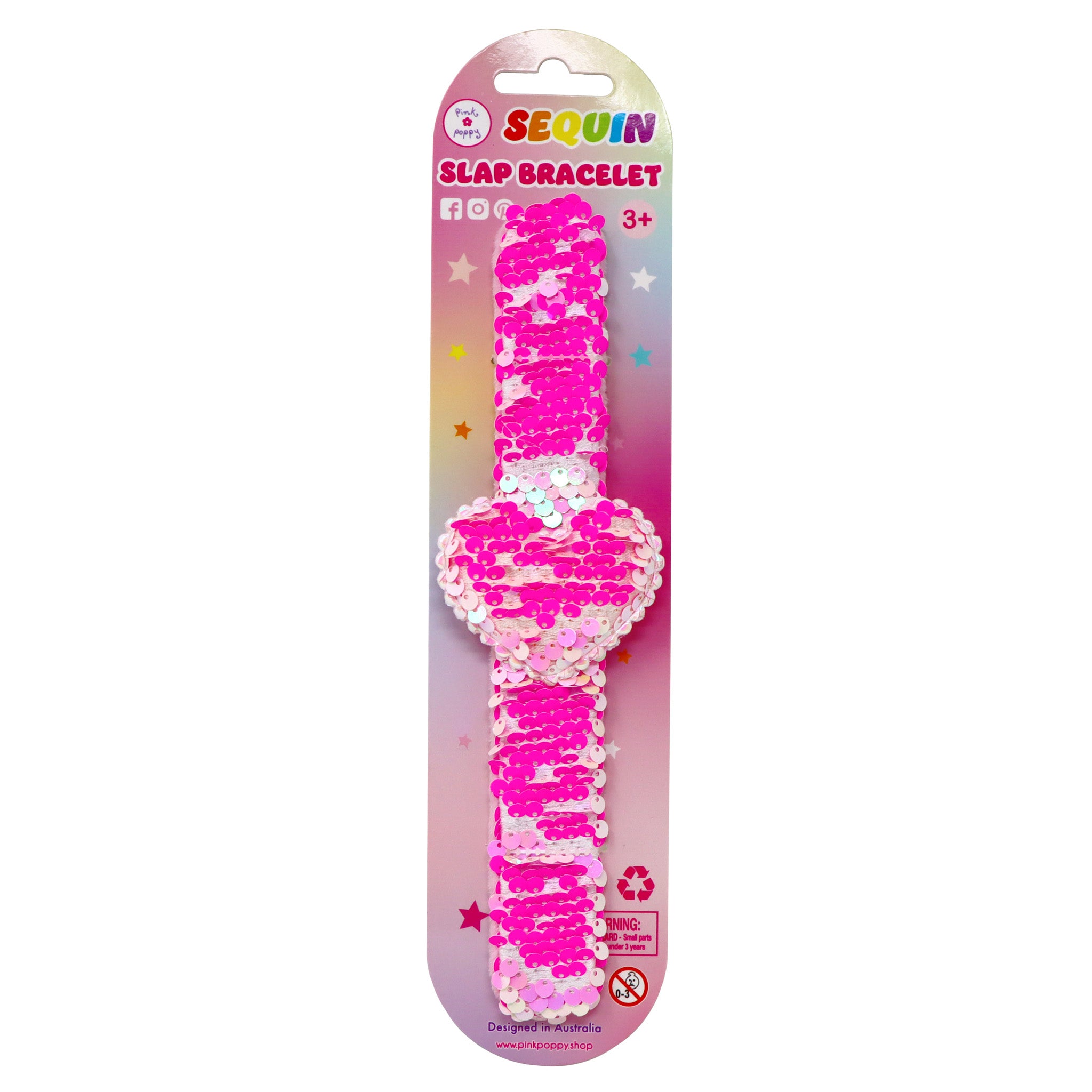 Heart Sequin Slap Bracelet - Pink Poppy Australia