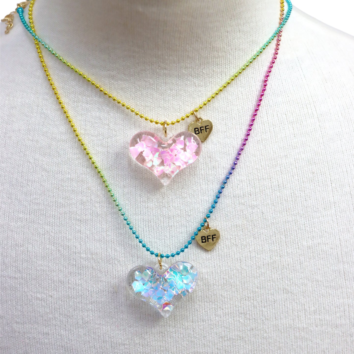 BFF Confetti Heart Necklace Set