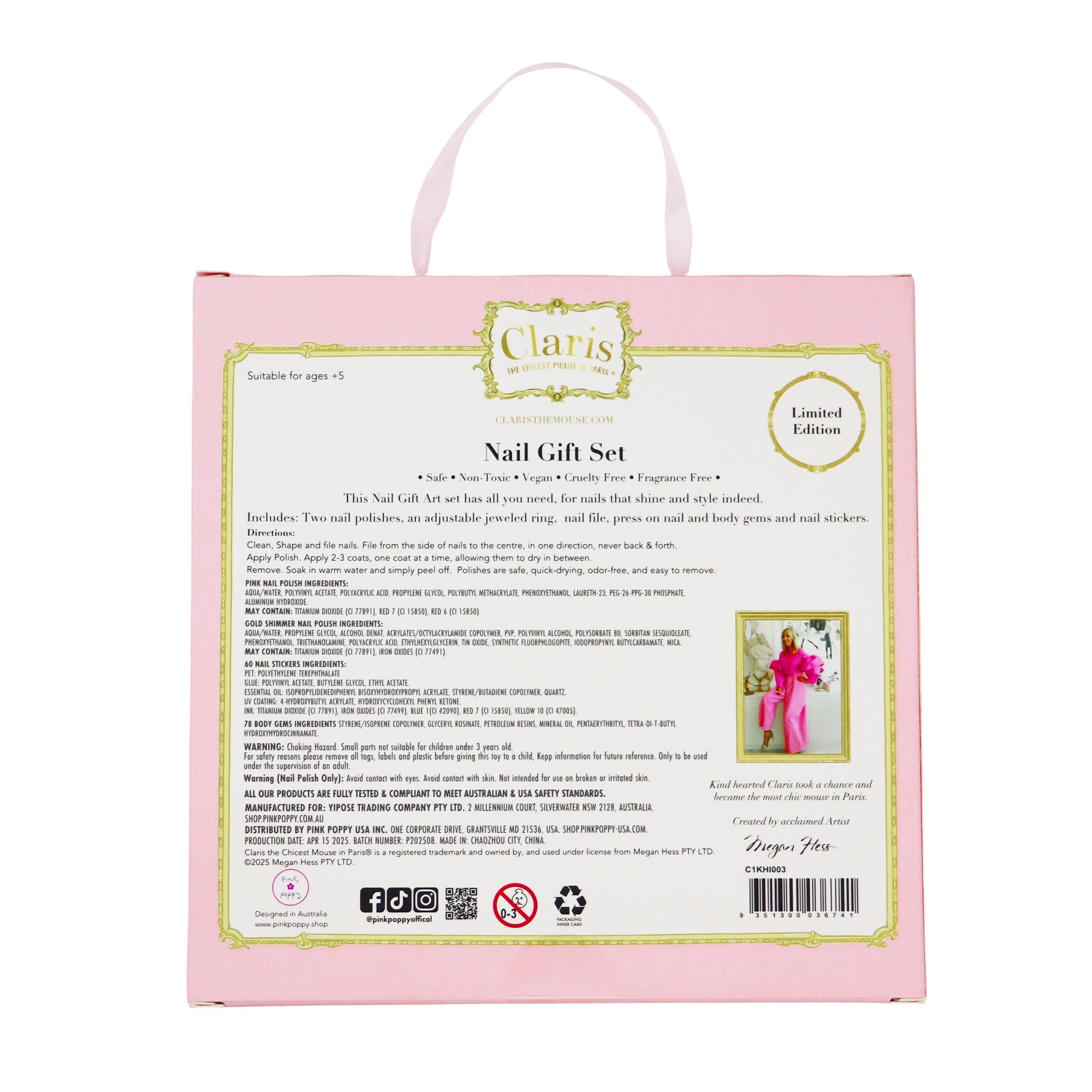 Claris the Chicest Mouse in Paris Nail Gift Set - Pink Poppy Australia