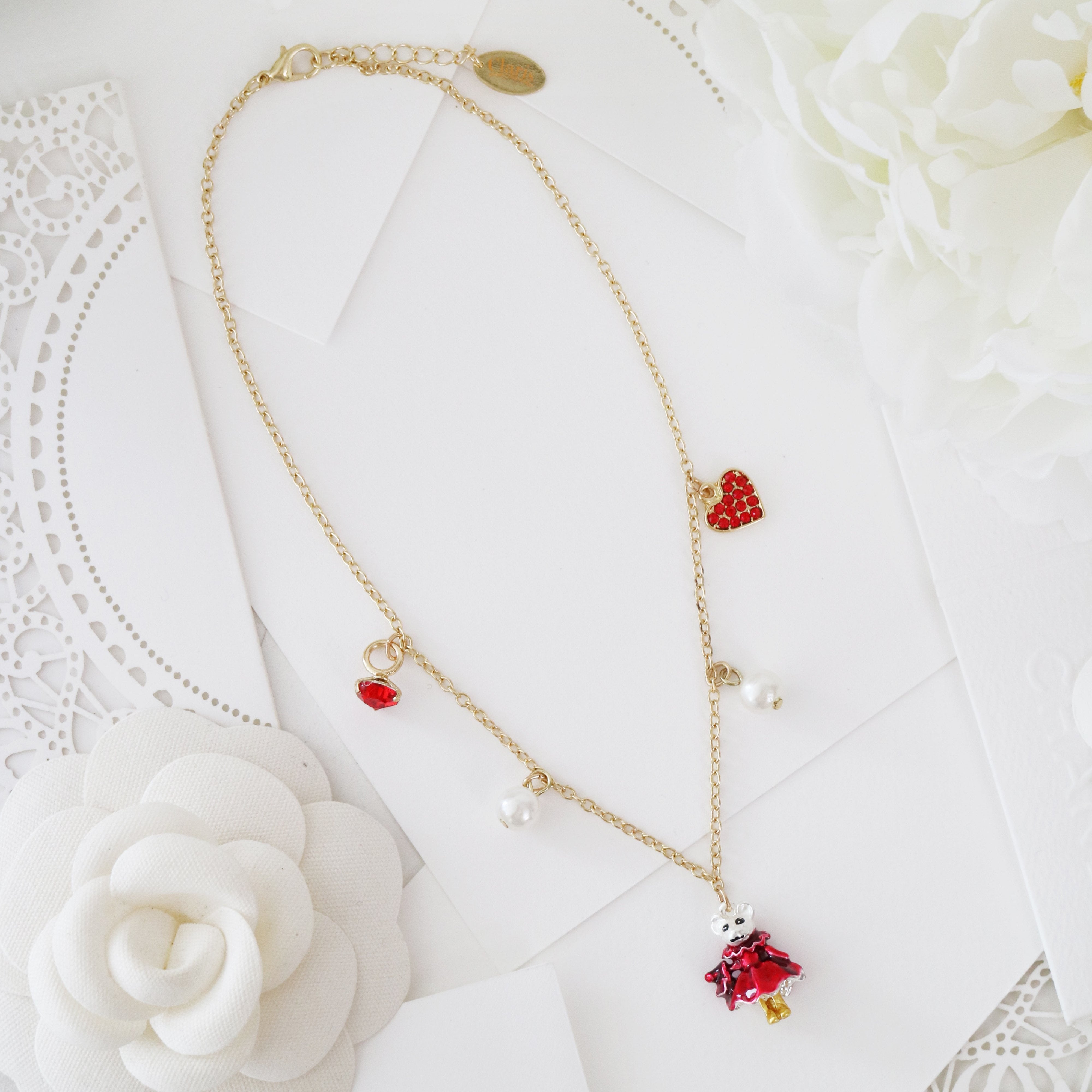 Claris: The Chicest Mouse In Paris™ Holiday Heist Charm Necklace - Pink Poppy Australia