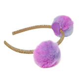 Twin Fluffy Pom Pom Headband - Pink Poppy Australia