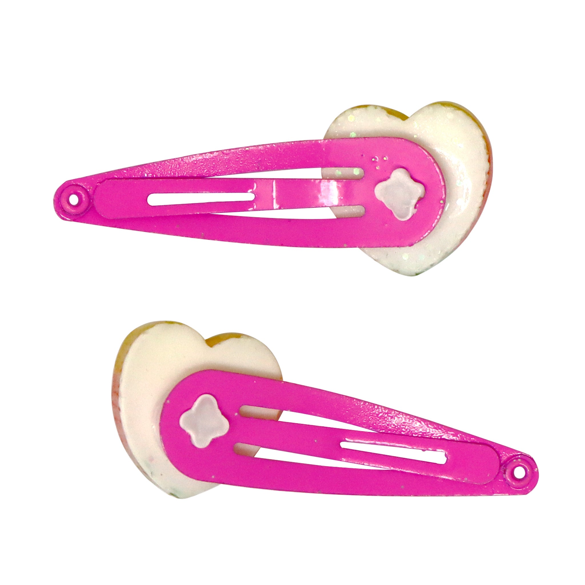 Rainbow Heart Hair Clips - Pink Poppy Australia
