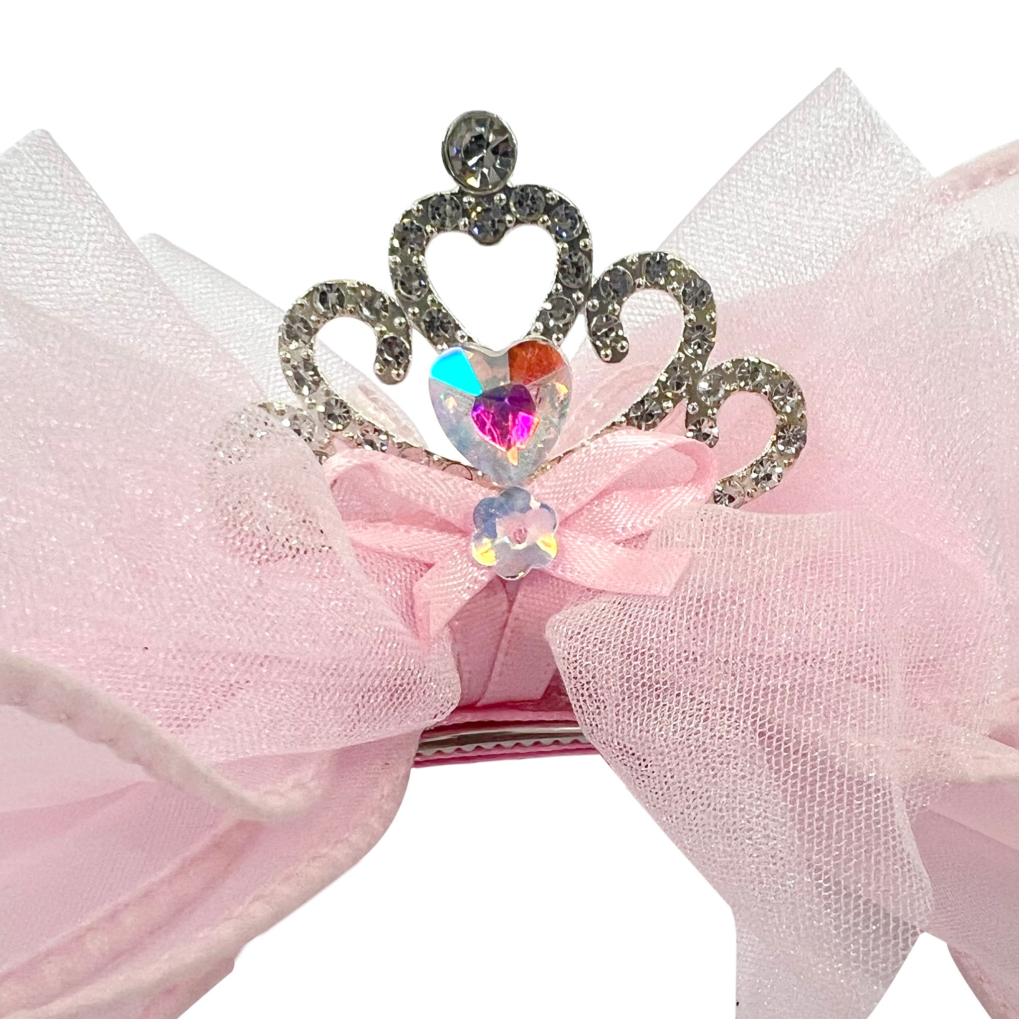 Rhinestone Crown Bow Hair Clip - Pink Poppy Australia