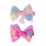 Pom Pom Bow Hair Clip - Pink Poppy Australia