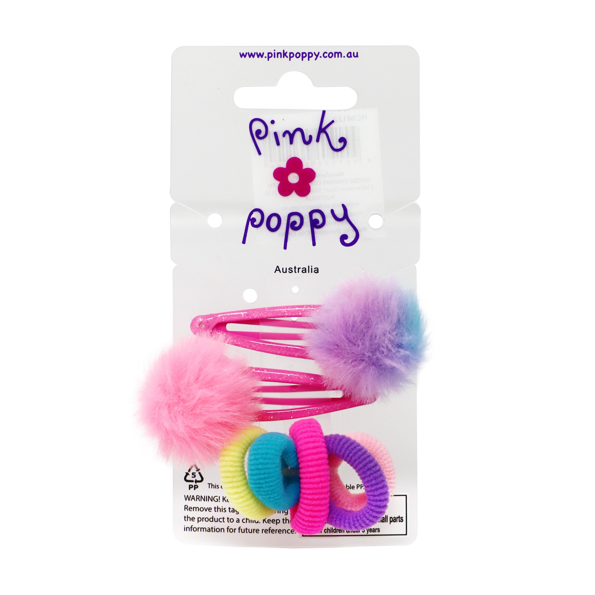 Pom Pom Hair Clips & Elastics - Pink Poppy Australia