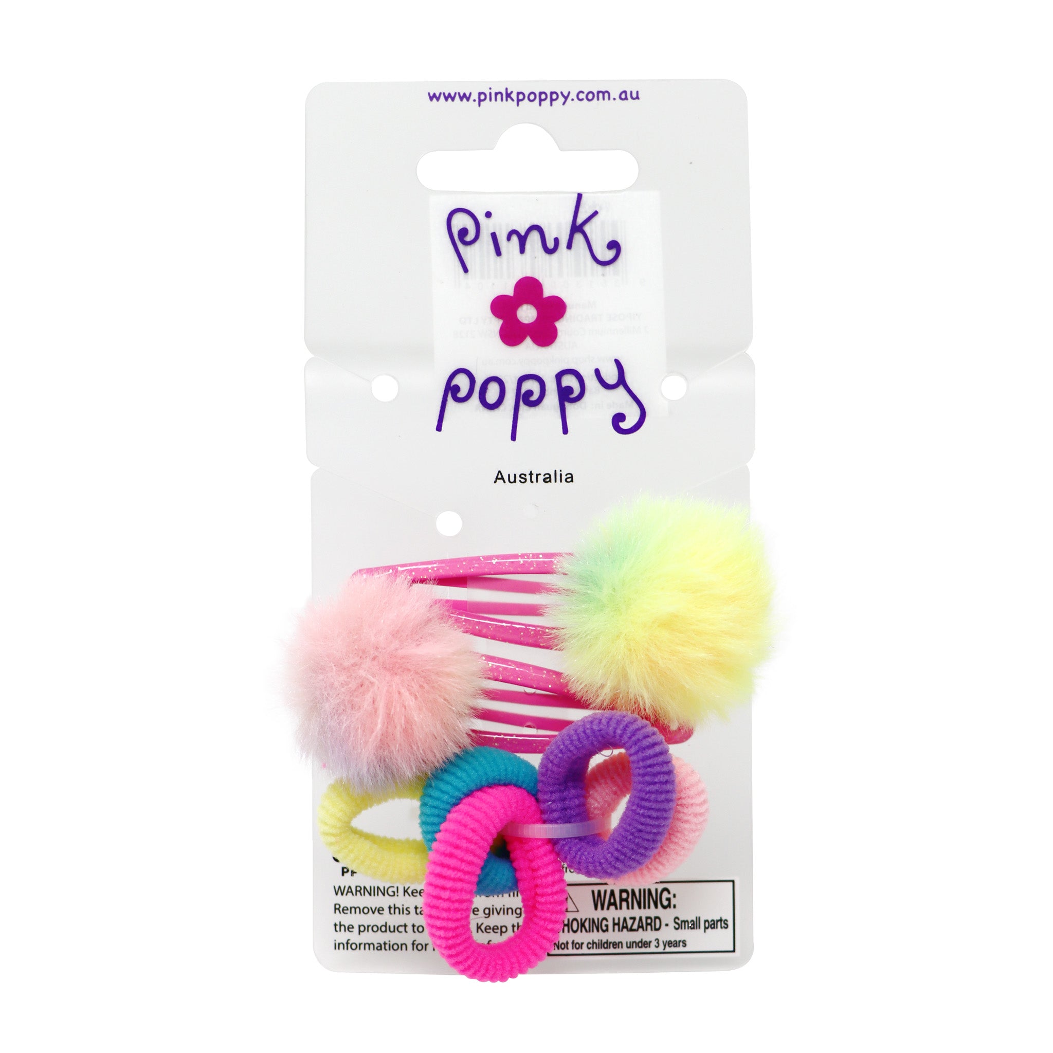 Pom Pom Hair Clips & Elastics - Pink Poppy Australia