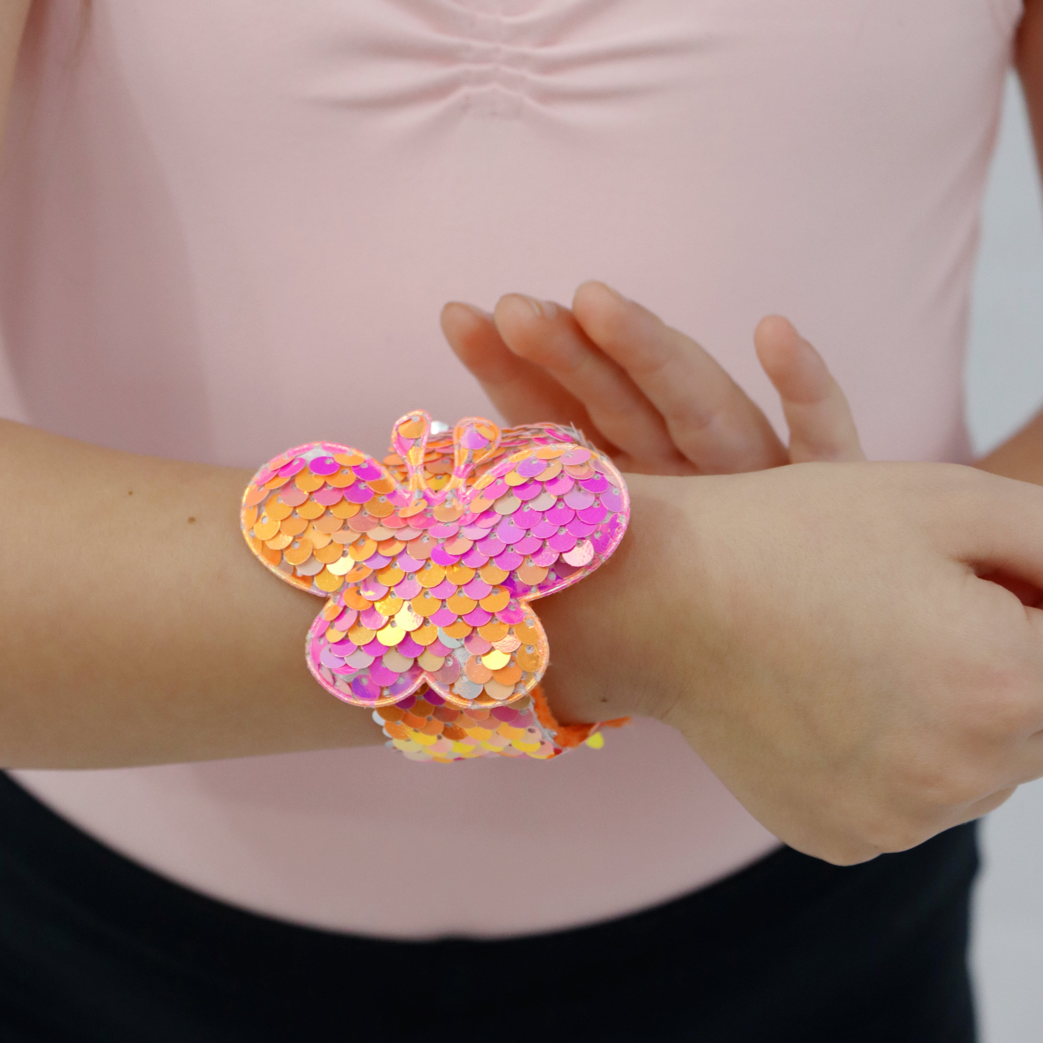 Emma Memma Butterfly Sequin Slap Bracelet - Pink Poppy Australia