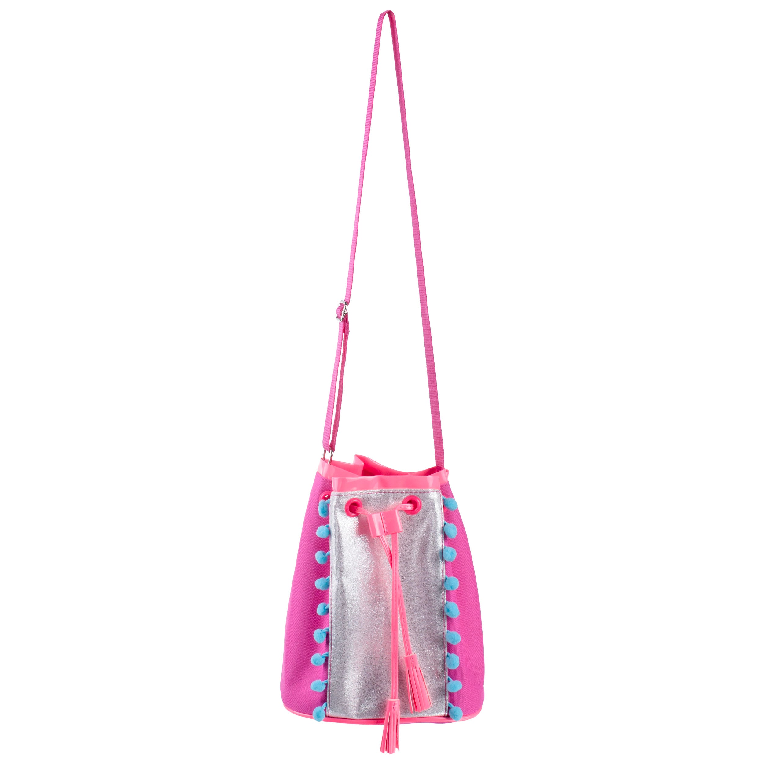 Pom Pom Party Drawstring Satchel - Pink Poppy Australia