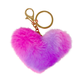 Fluffy Heart Key Chain