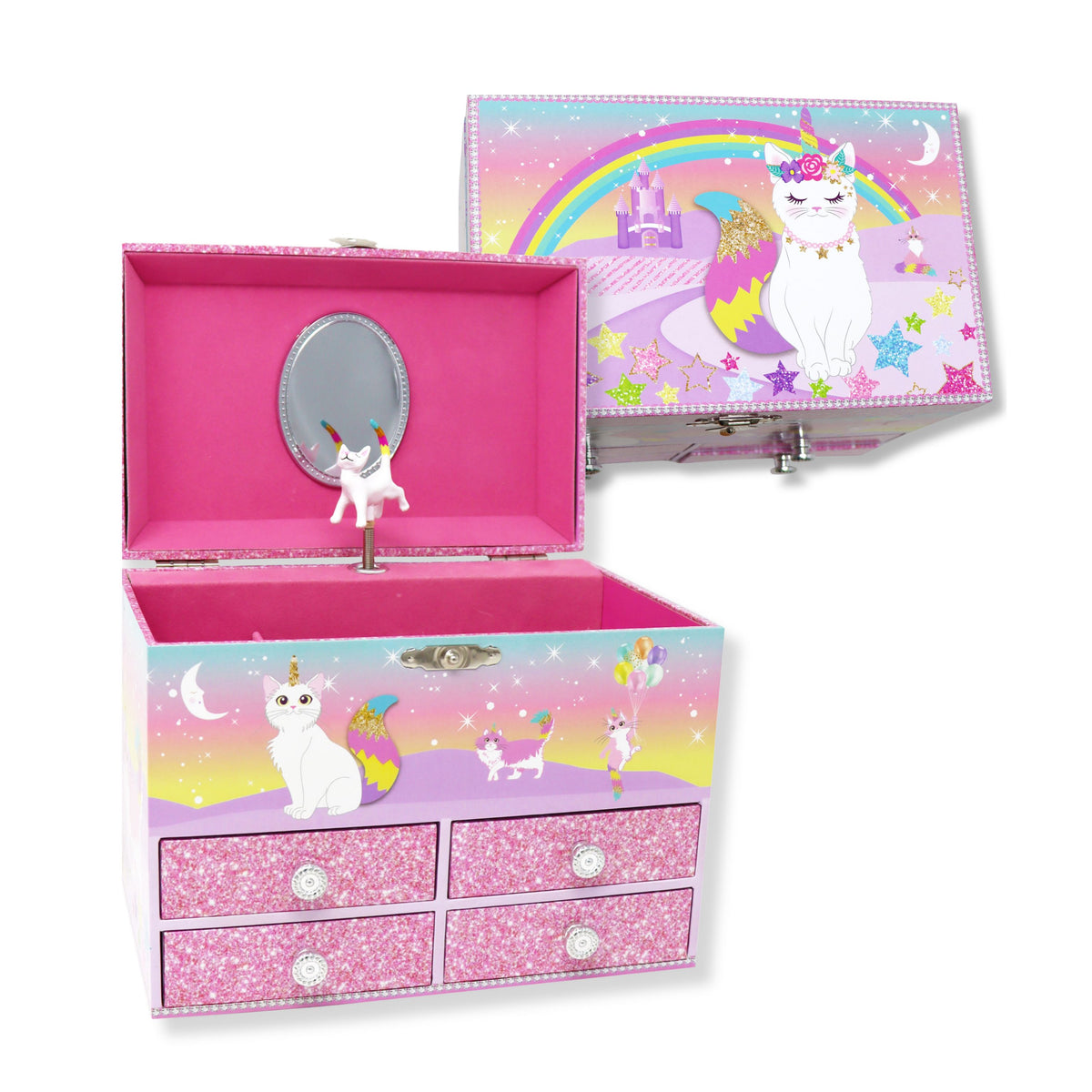Caticorn Dreams Medium Musical Jewellery Box - Pink Poppy Australia