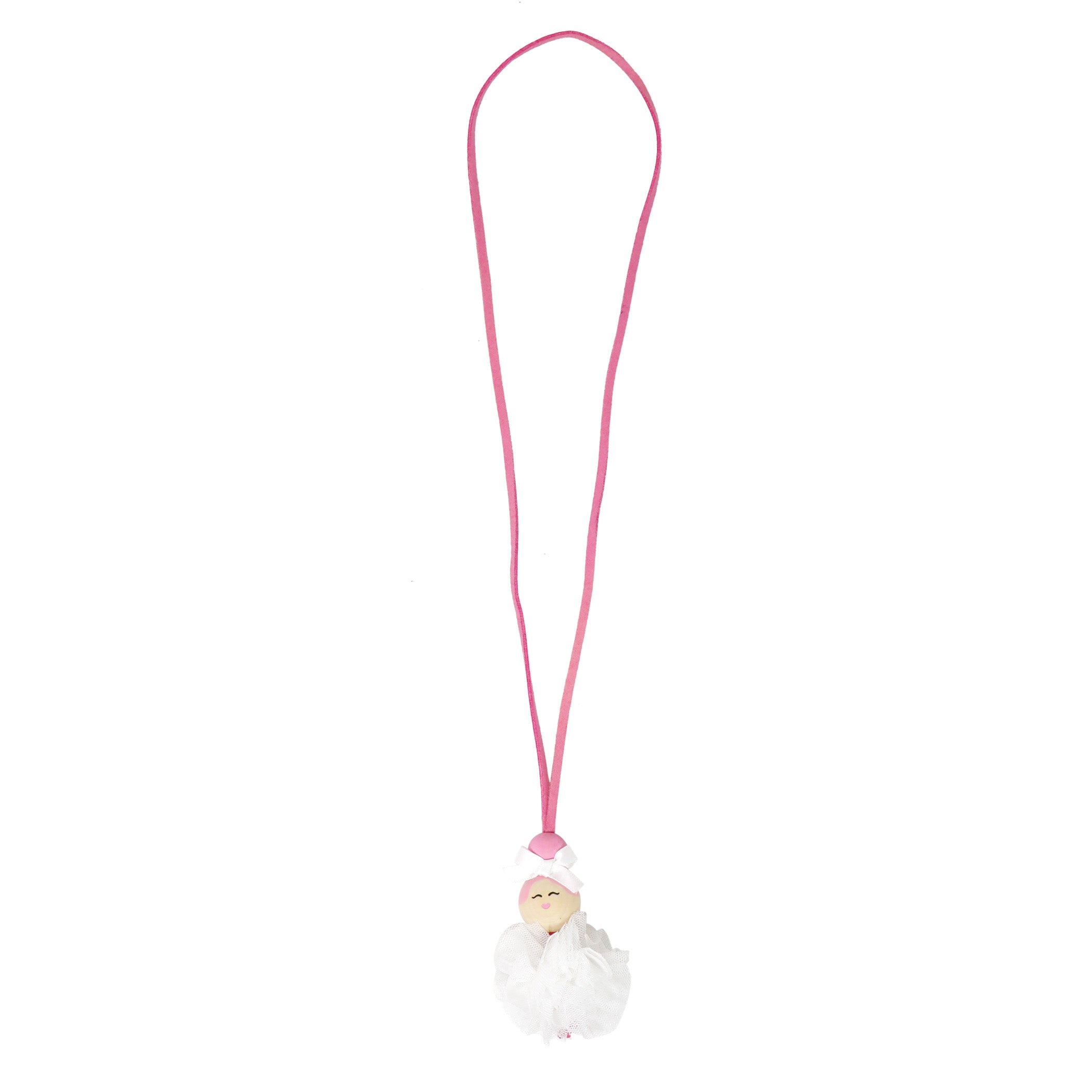 Hand Painted Wooden Bead Ballerina Tulle Necklace - Pink Poppy Australia