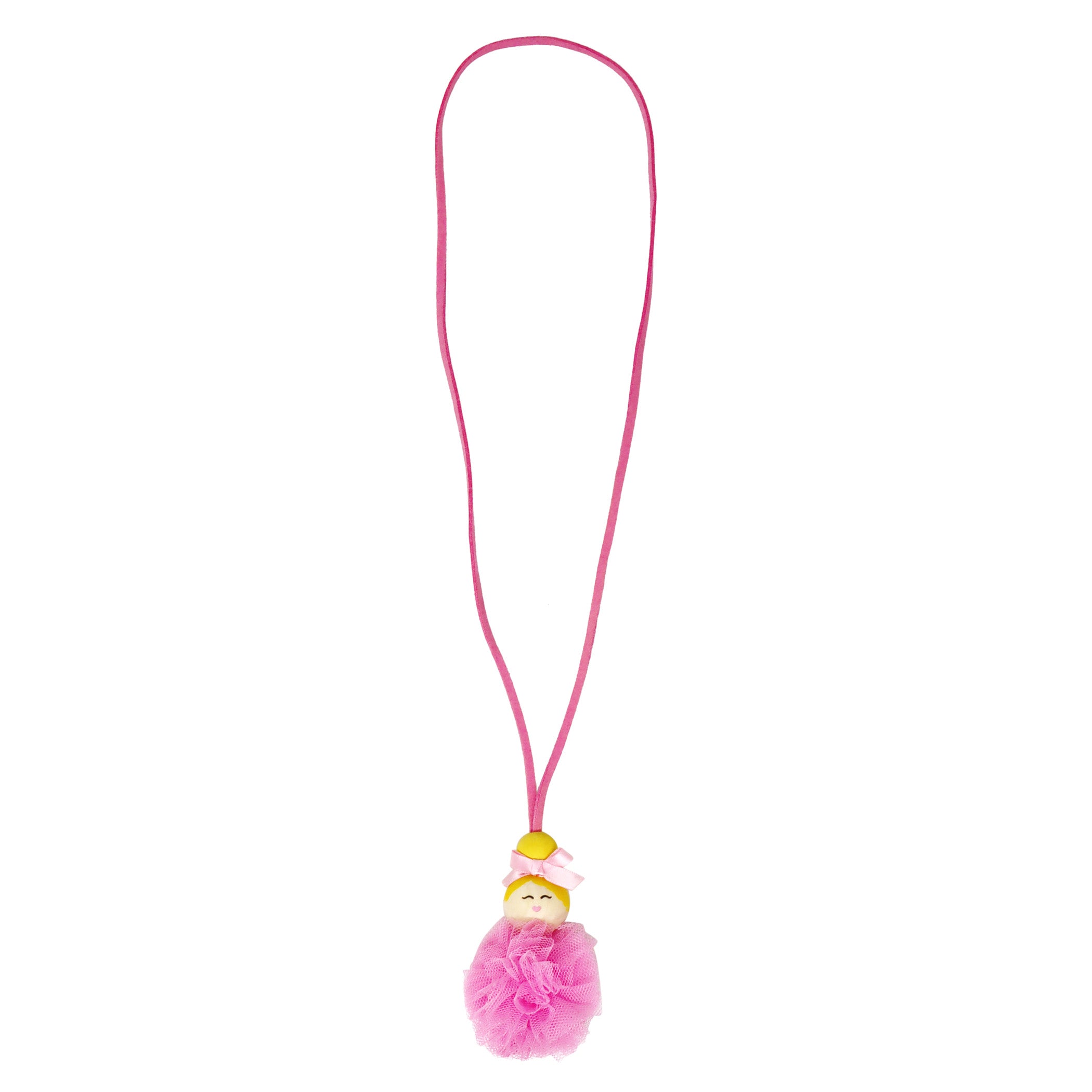 Hand Painted Wooden Bead Ballerina Tulle Necklace - Pink Poppy Australia