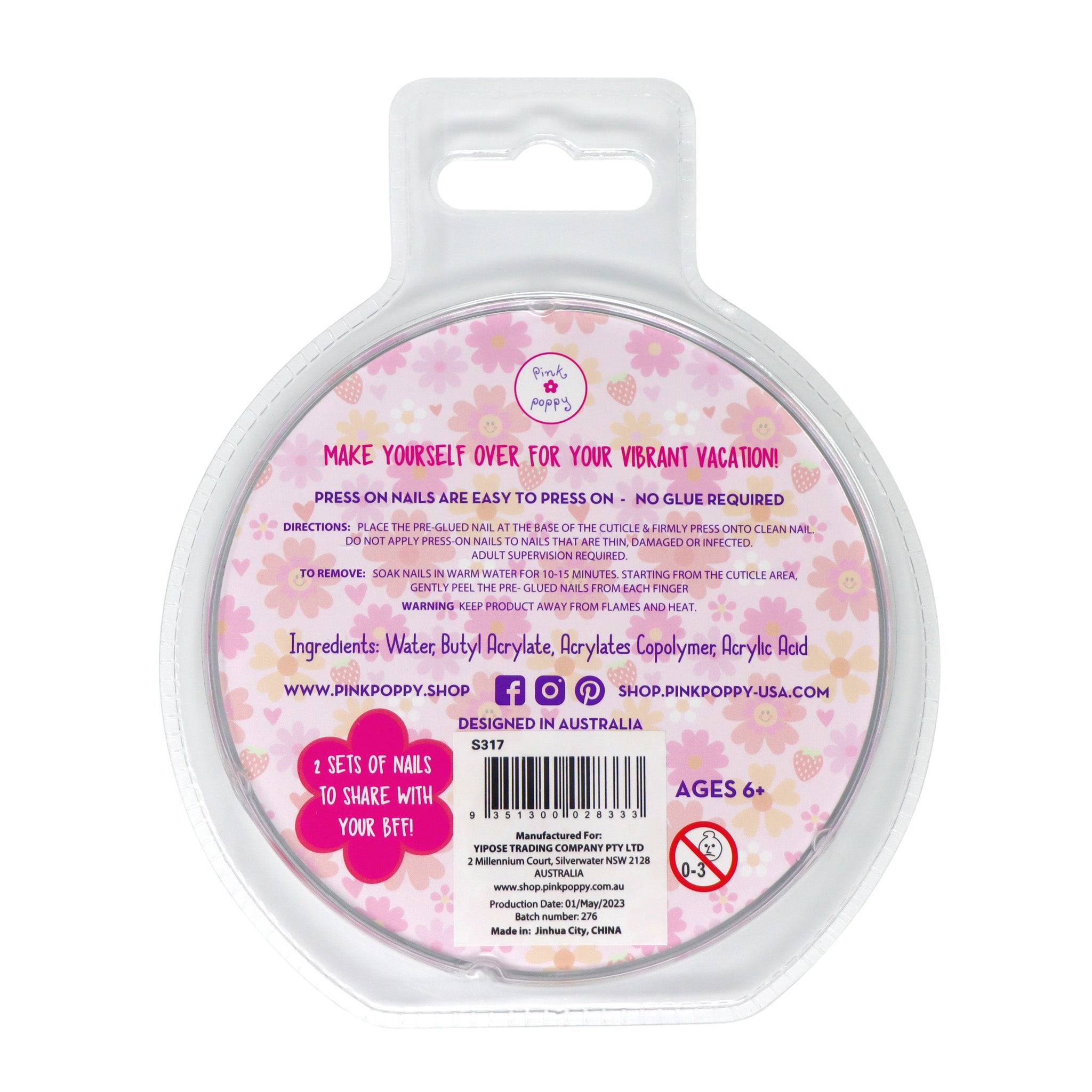 Fairy Butterfly Press On Nails - Pink Poppy Australia