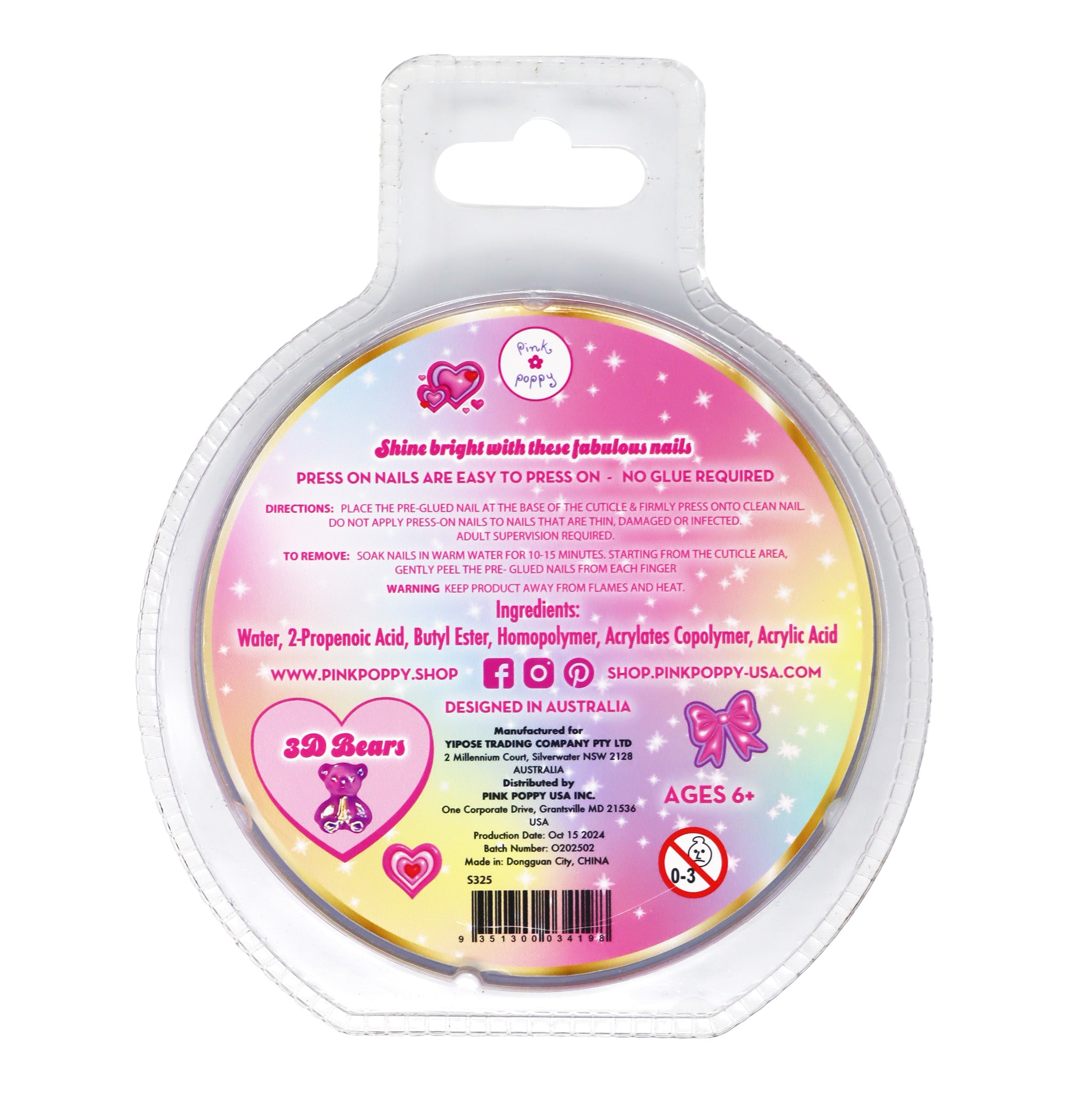 3D Gummy Bear Press On Nails - Pink Poppy Australia