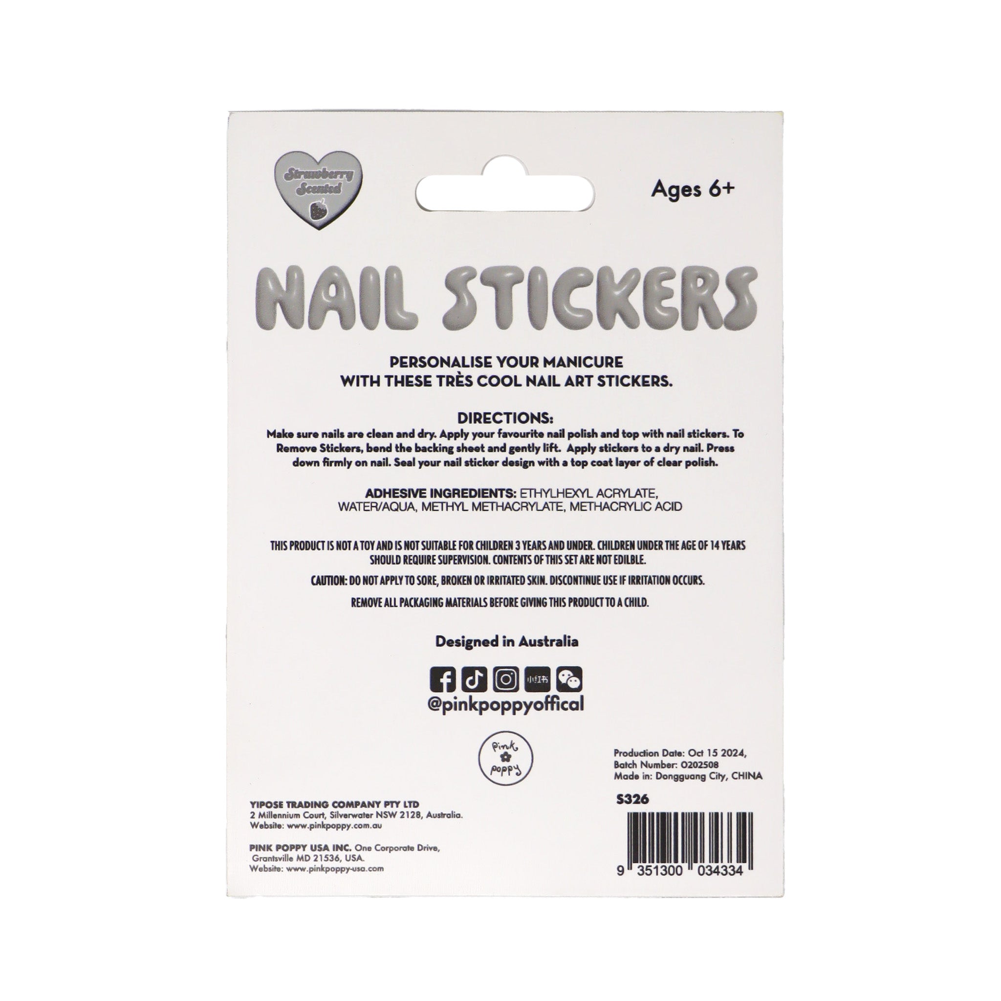 Dreamland Scented Nail Stickers - Pink Poppy Australia