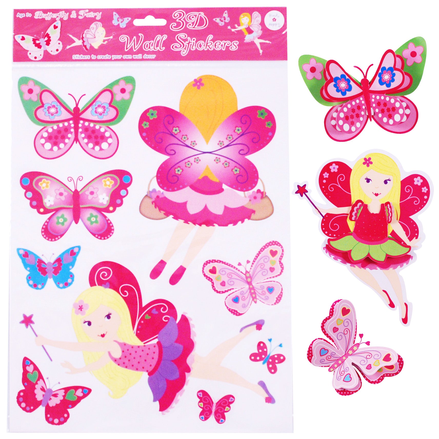 Butterfly and Fairy 3D Wall Decals - Pink Poppy Australia