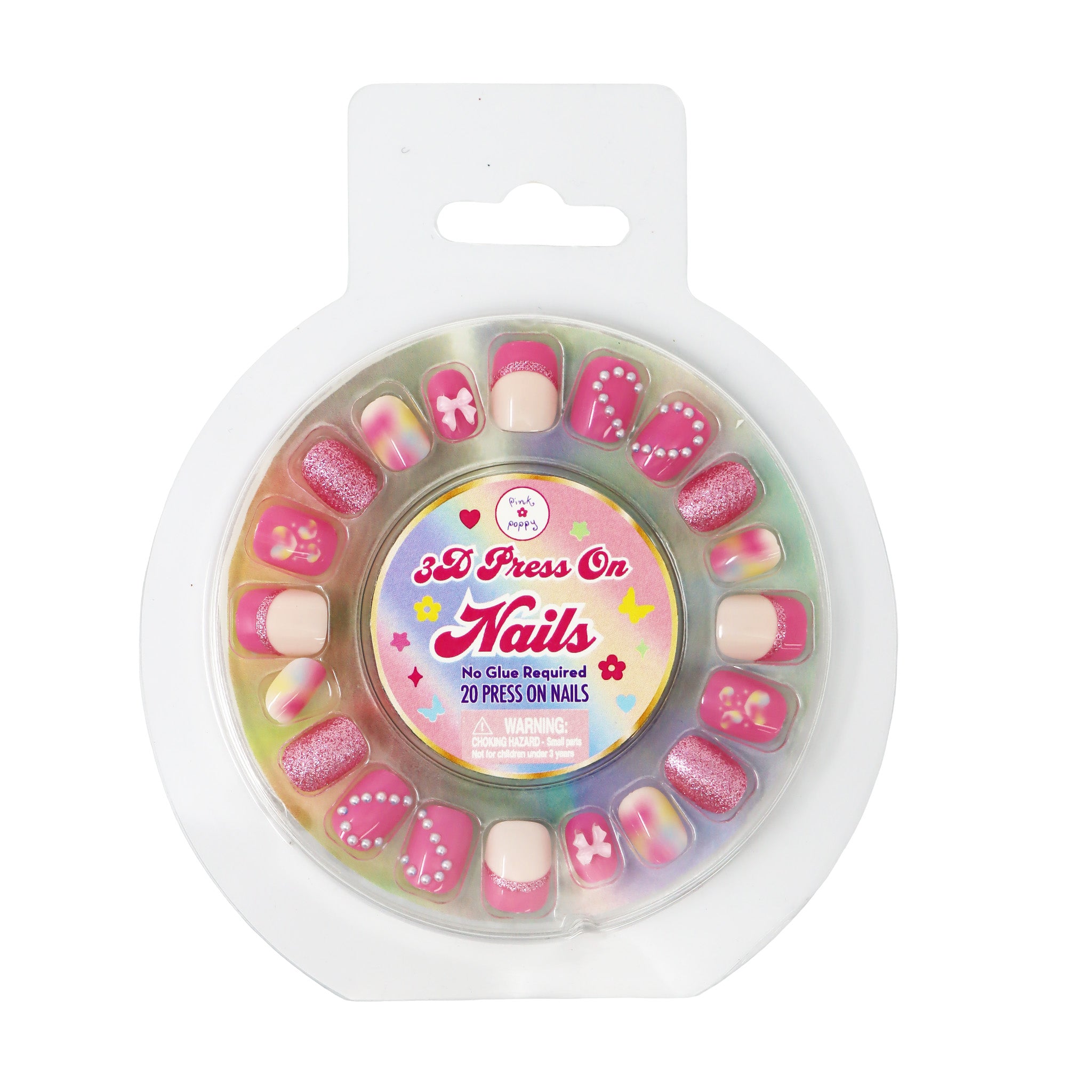 3D Love Heart Press On Nails - Pink Poppy Australia