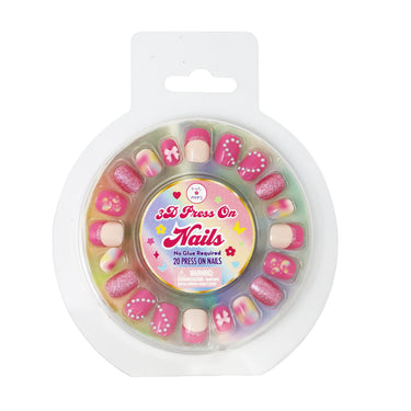 3D Love Heart Press On Nails - Pink Poppy Australia