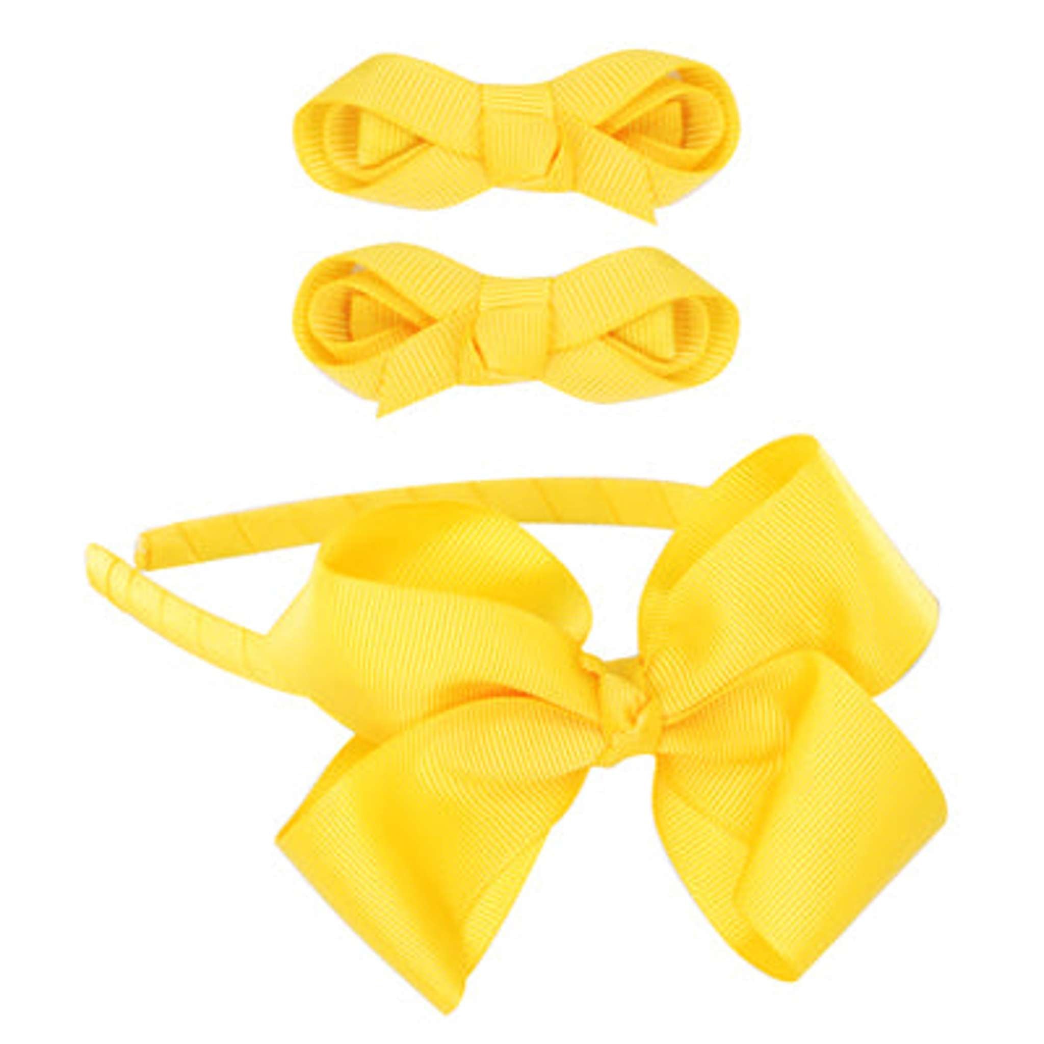 School Bow Hair Accessories Set - Yellow - Pink Poppy Australia