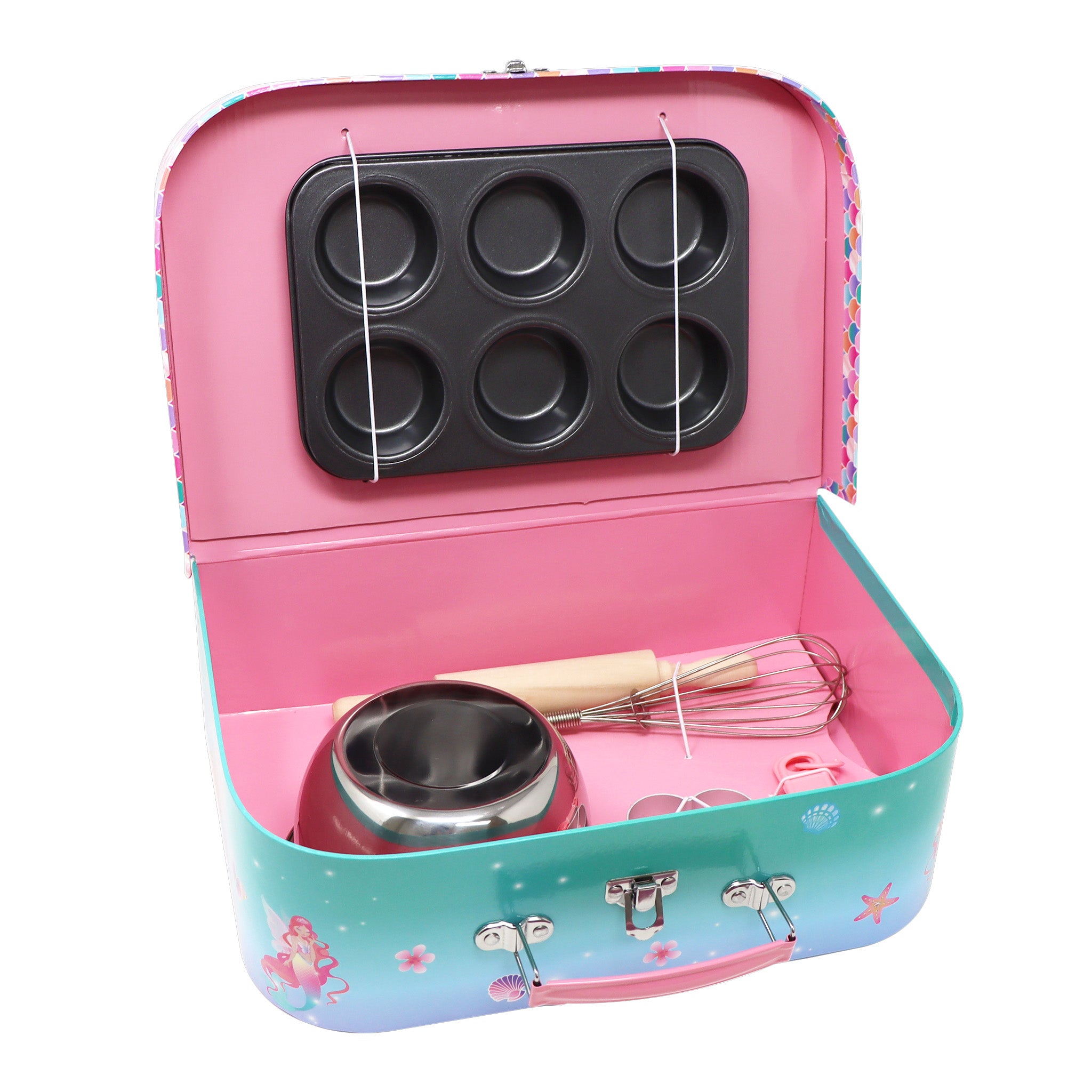 Shimmering Mermaid 6 piece Kids Baking Set & Carry Case - Pink Poppy Australia