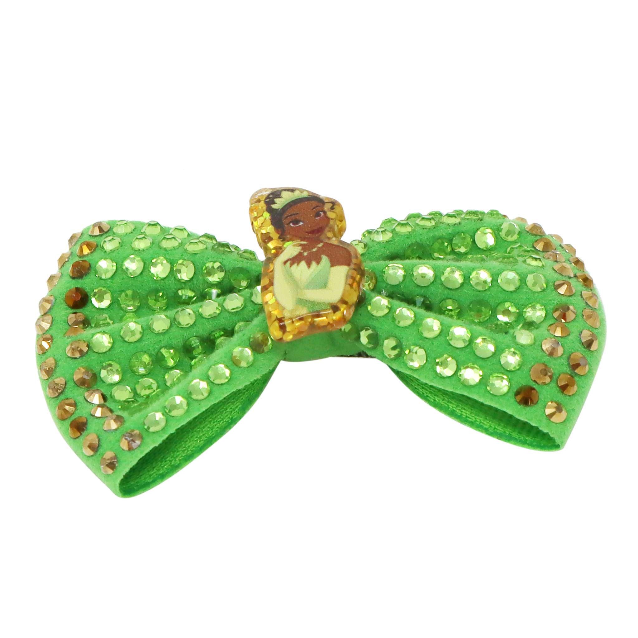Disney Princess Tiana Green Sparkling Rhinestone Hair Bow - Pink Poppy Australia
