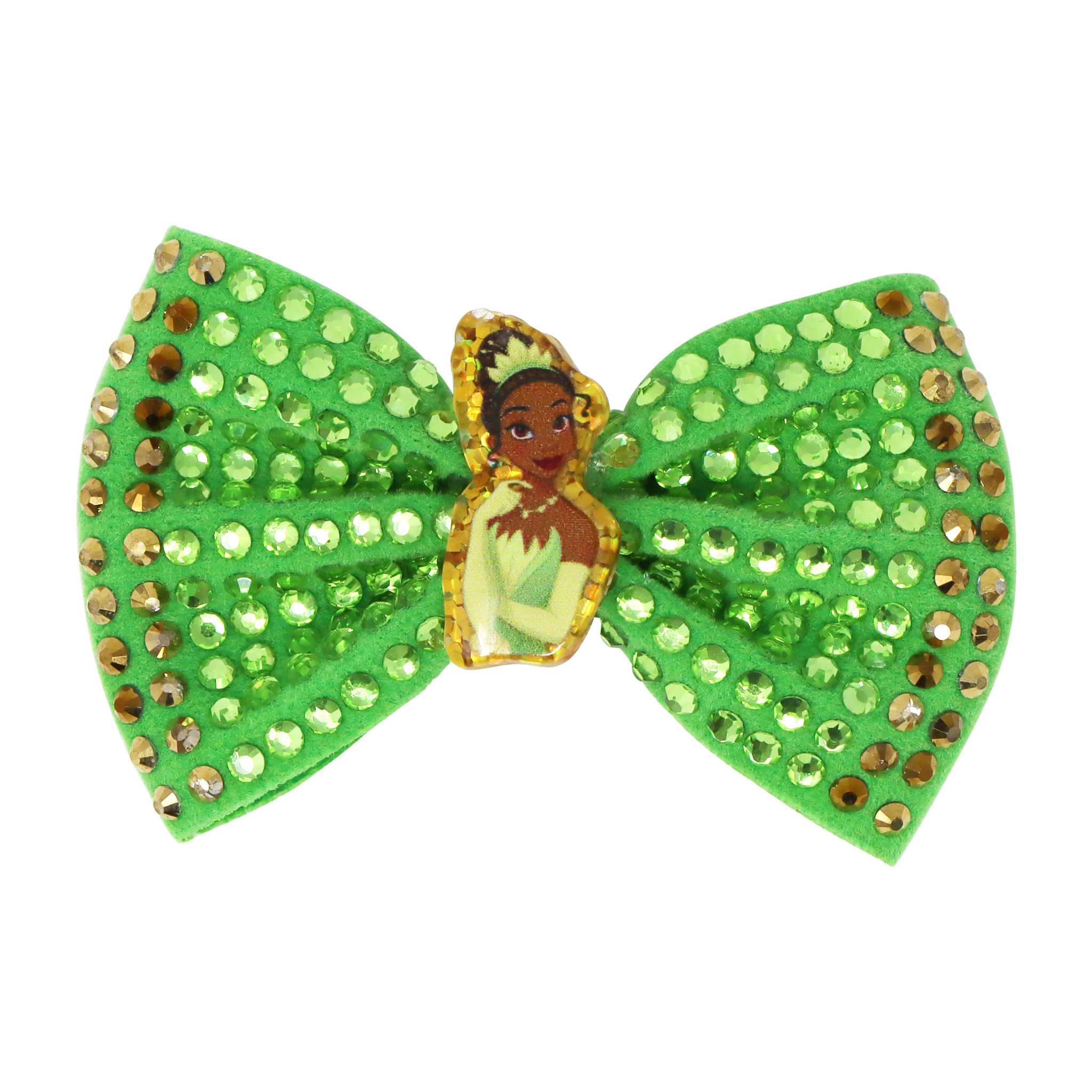 Disney Princess Tiana Green Sparkling Rhinestone Hair Bow - Pink Poppy Australia