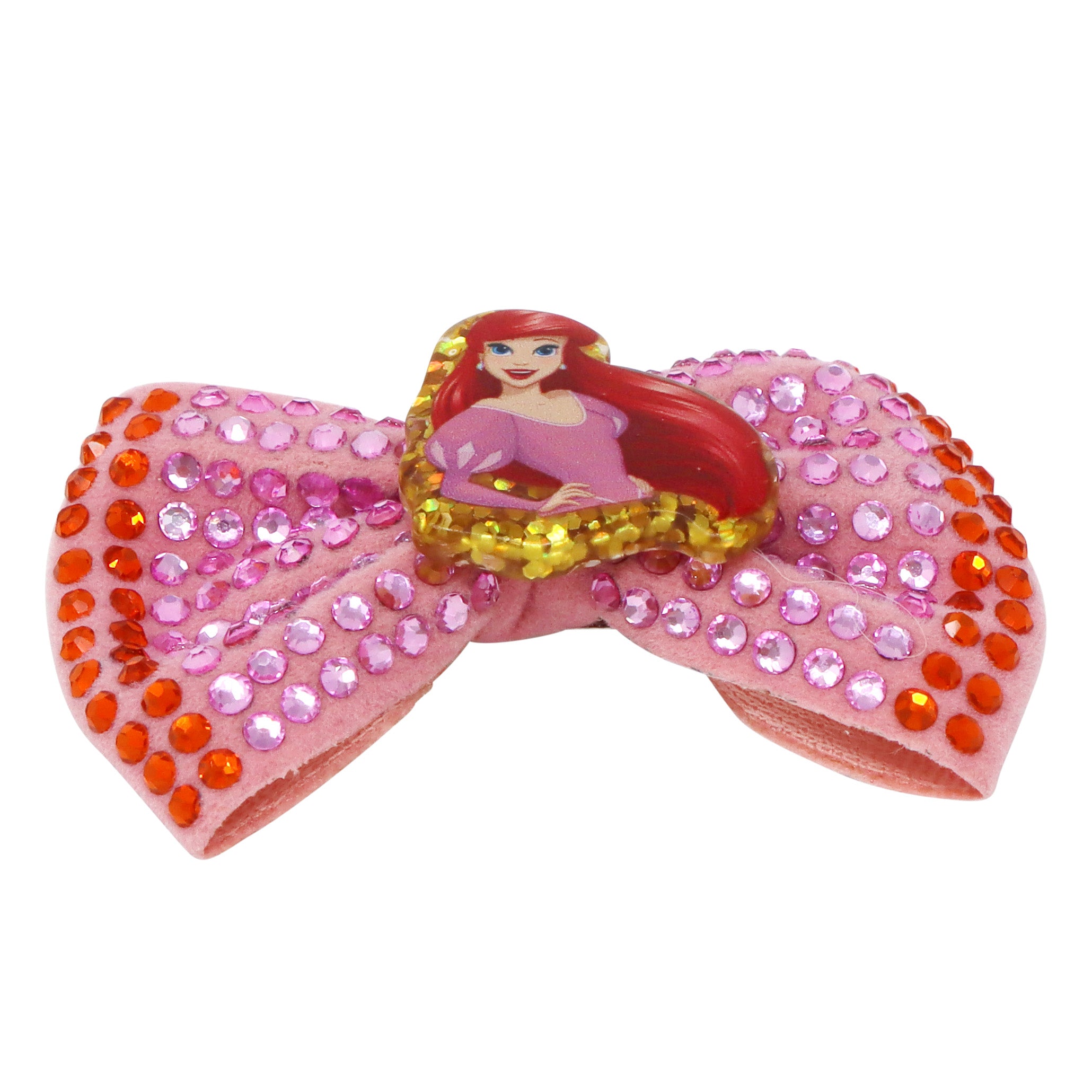 Disney Princess Ariel Pink Sparkling Rhinestone Hair Bow - Pink Poppy Australia
