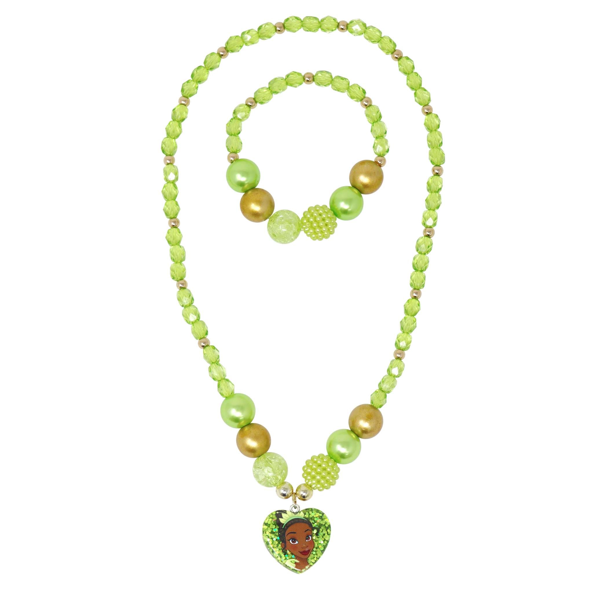 Disney Princess Tiana Pendant Stretch Beaded Necklace & Bracelet - Pink Poppy Australia