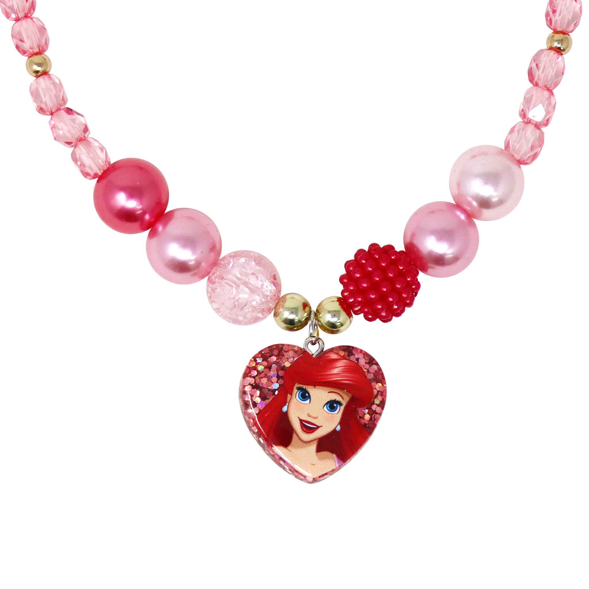Disney Princess Ariel Pendant Stretch Beaded Necklace & Bracelet - Pink Poppy Australia
