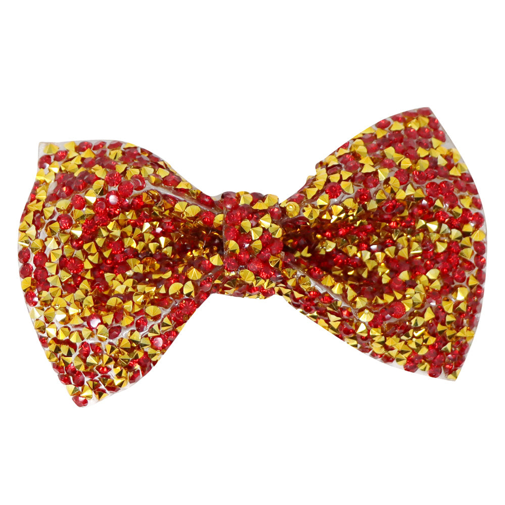 Brilliant and Bright Rhinestone Bow Hairclip, Red and Gold - Pink Poppy Australia