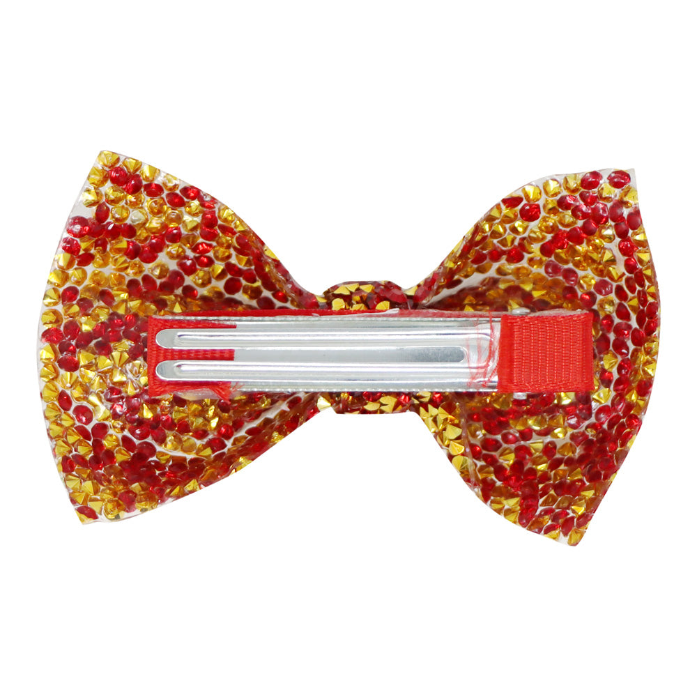 Brilliant and Bright Rhinestone Bow Hairclip, Red and Gold - Pink Poppy Australia