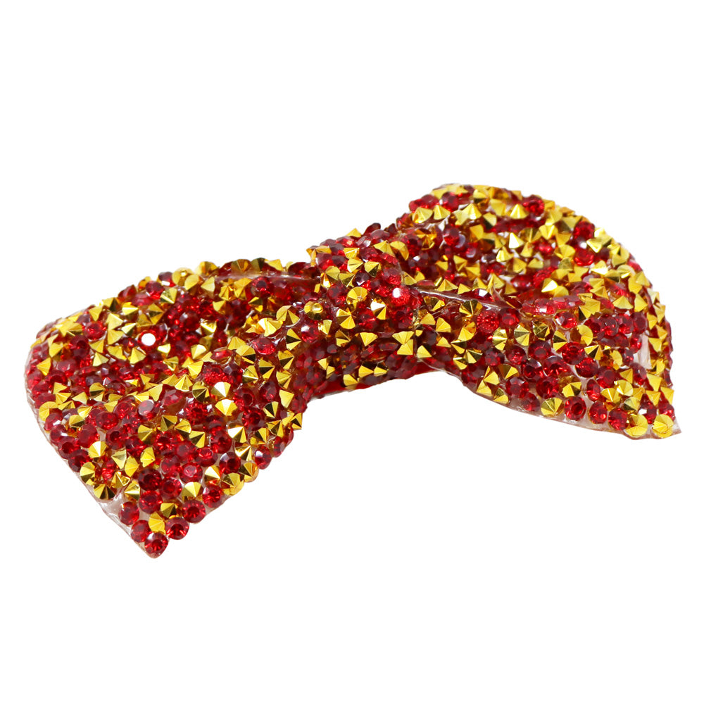 Brilliant and Bright Rhinestone Bow Hairclip, Red and Gold - Pink Poppy Australia
