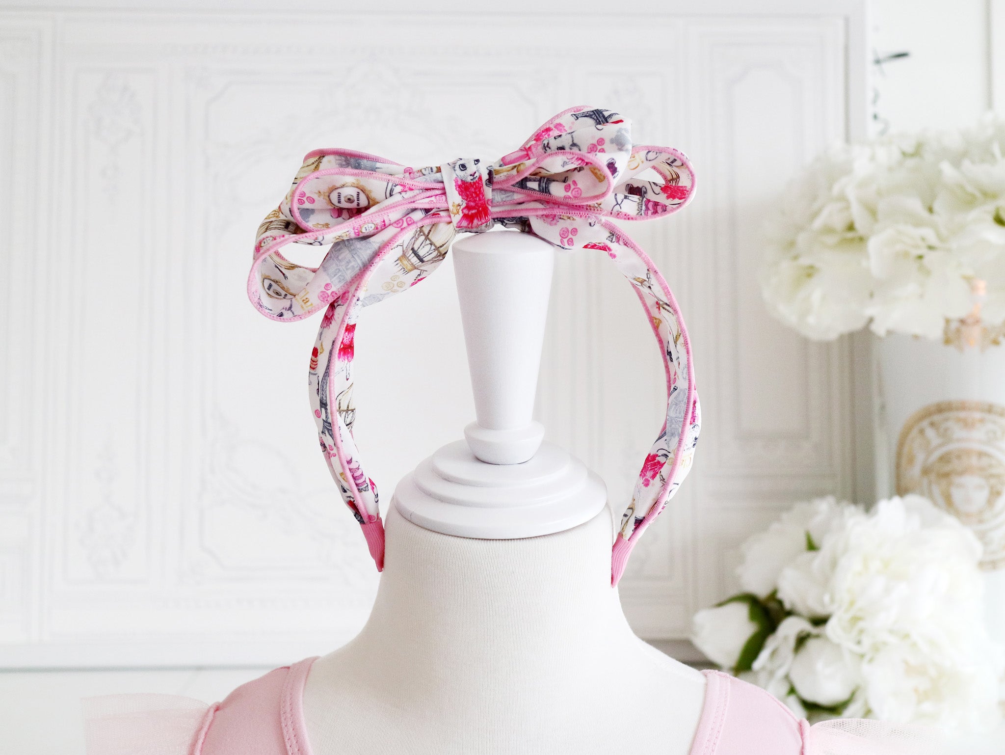 Claris: The Chicest Mouse In Paris™ Fashion Print Headband with Bow - Pink Poppy Australia