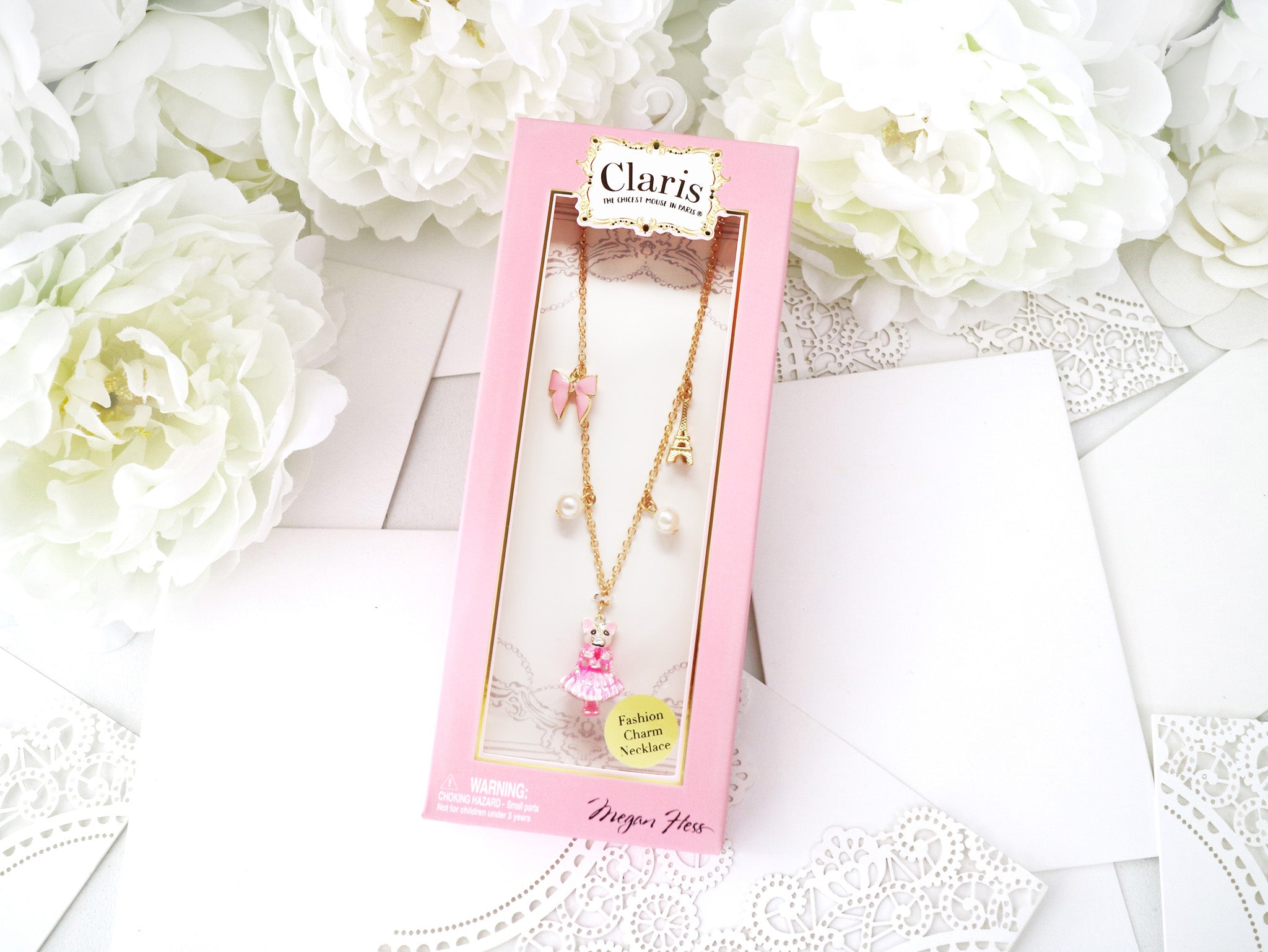 Claris: The Chicest Mouse In Paris™ Charm Necklace - Pink Poppy Australia