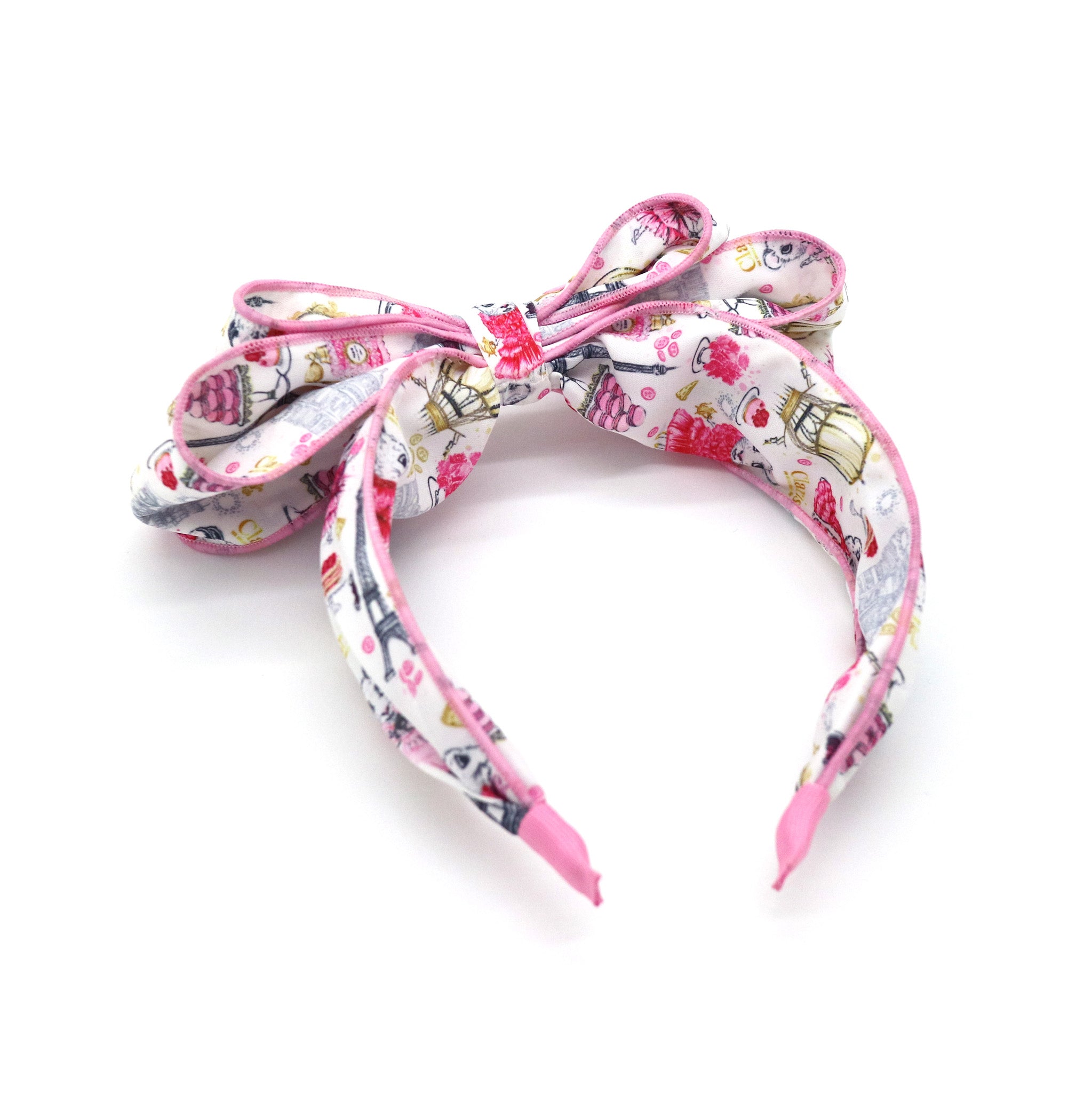 Claris: The Chicest Mouse In Paris™ Fashion Print Headband with Bow - Pink Poppy Australia