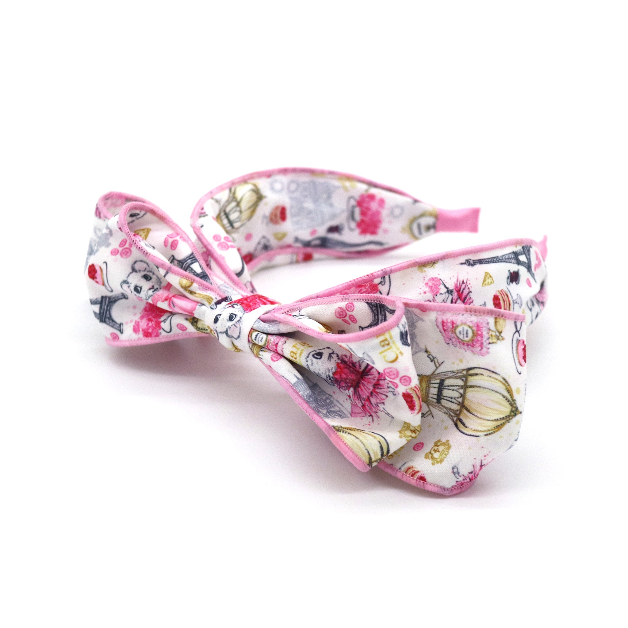 Claris: The Chicest Mouse In Paris™ Fashion Print Headband with Bow - Pink Poppy Australia
