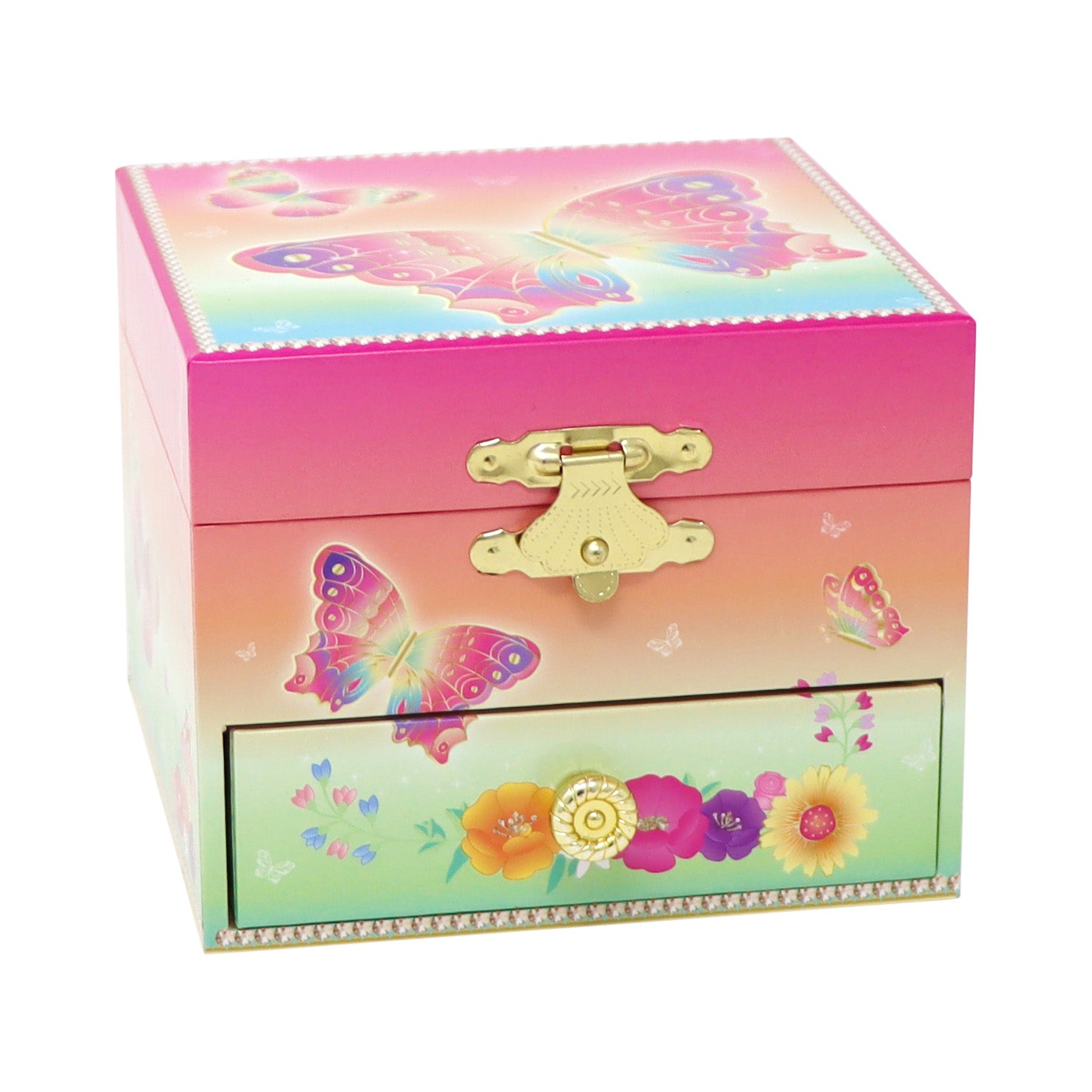 Rainbow Butterfly Small Musical Jewellery Box - Pink Poppy Australia