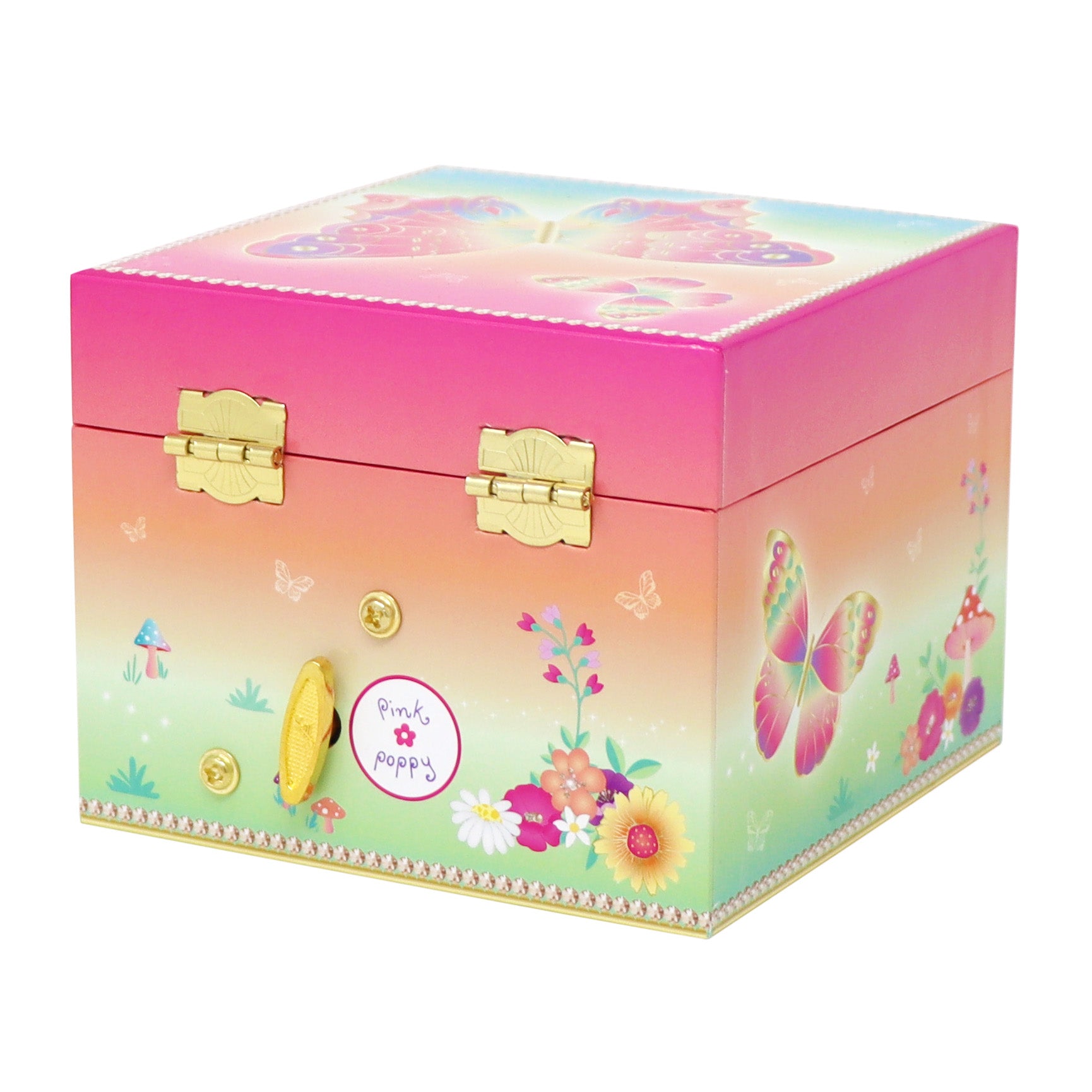 Rainbow Butterfly Small Musical Jewellery Box - Pink Poppy Australia