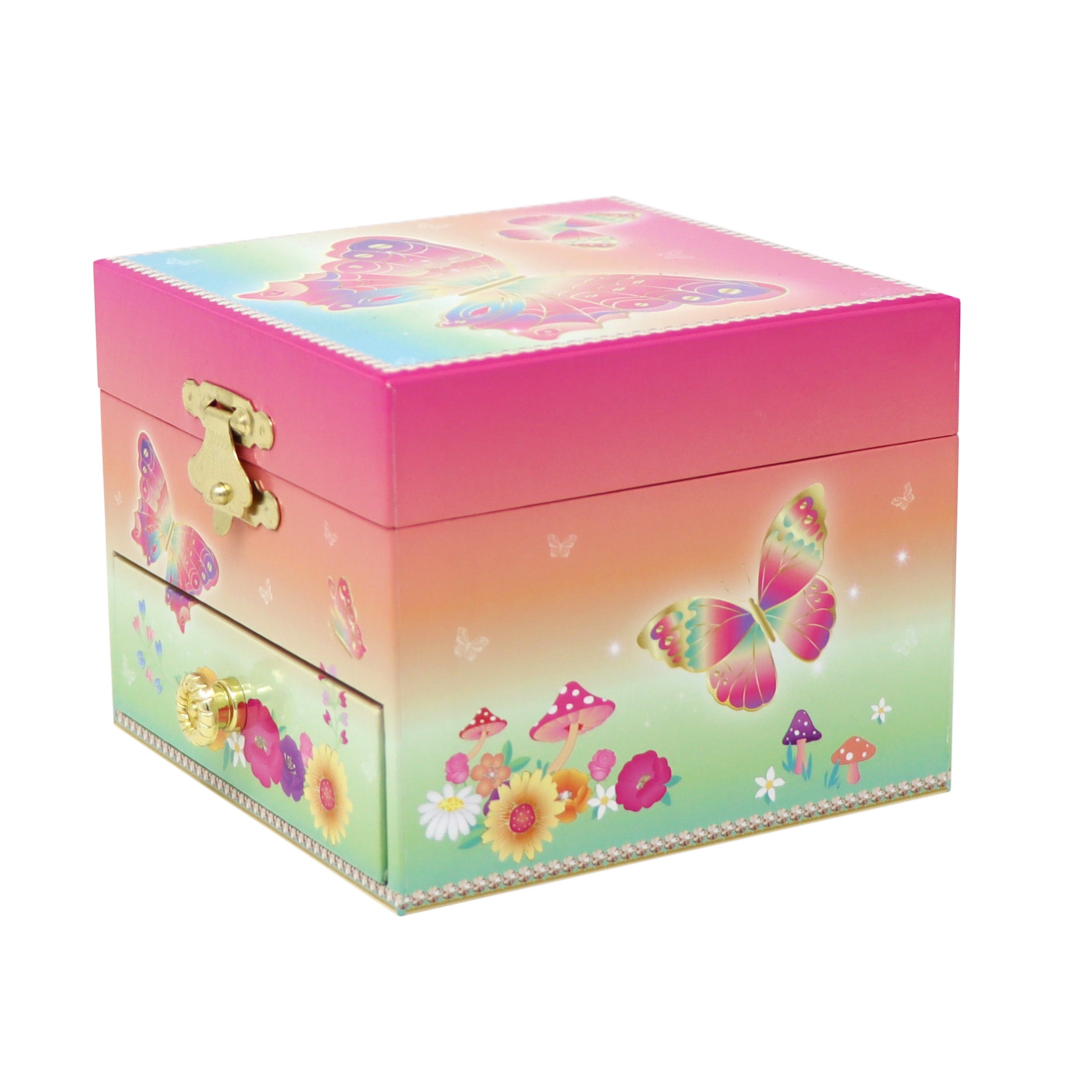 Rainbow Butterfly Small Musical Jewellery Box - Pink Poppy Australia
