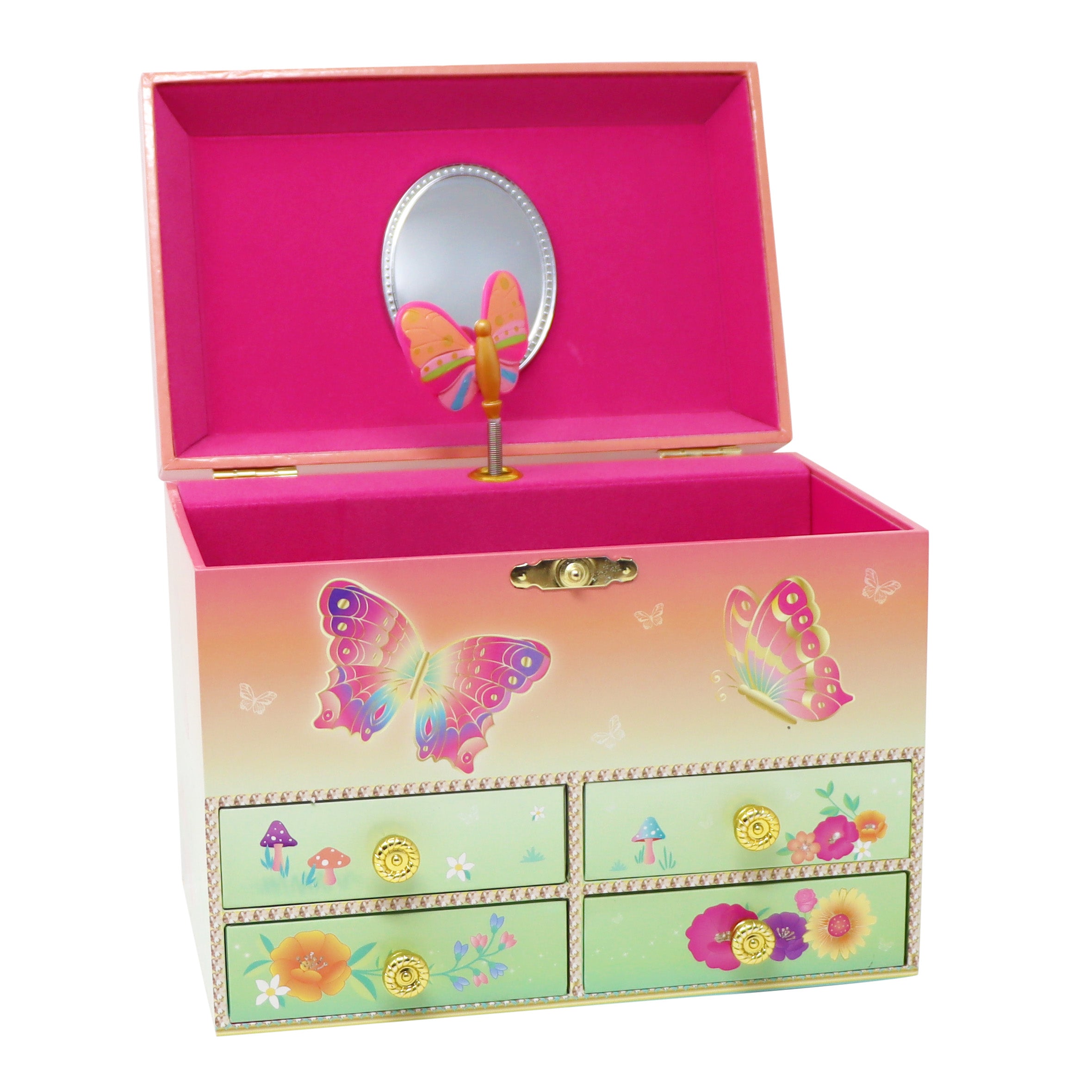 Rainbow Butterfly Medium Musical Jewellery Box - Pink Poppy Australia