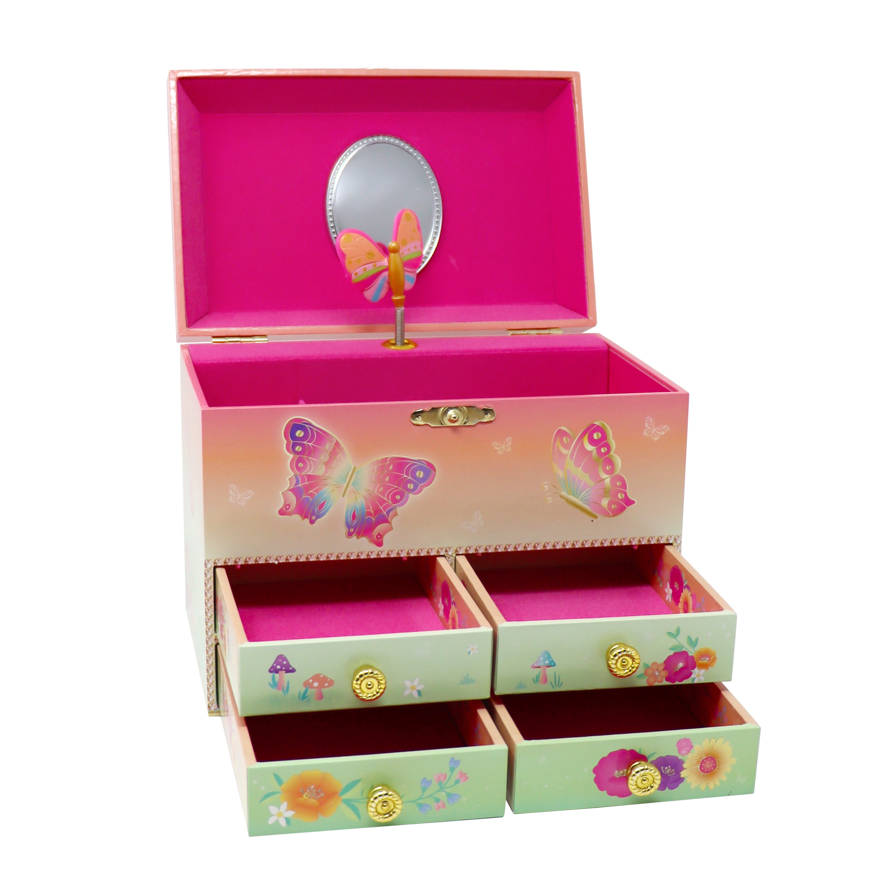 Rainbow Butterfly Medium Musical Jewellery Box - Pink Poppy Australia