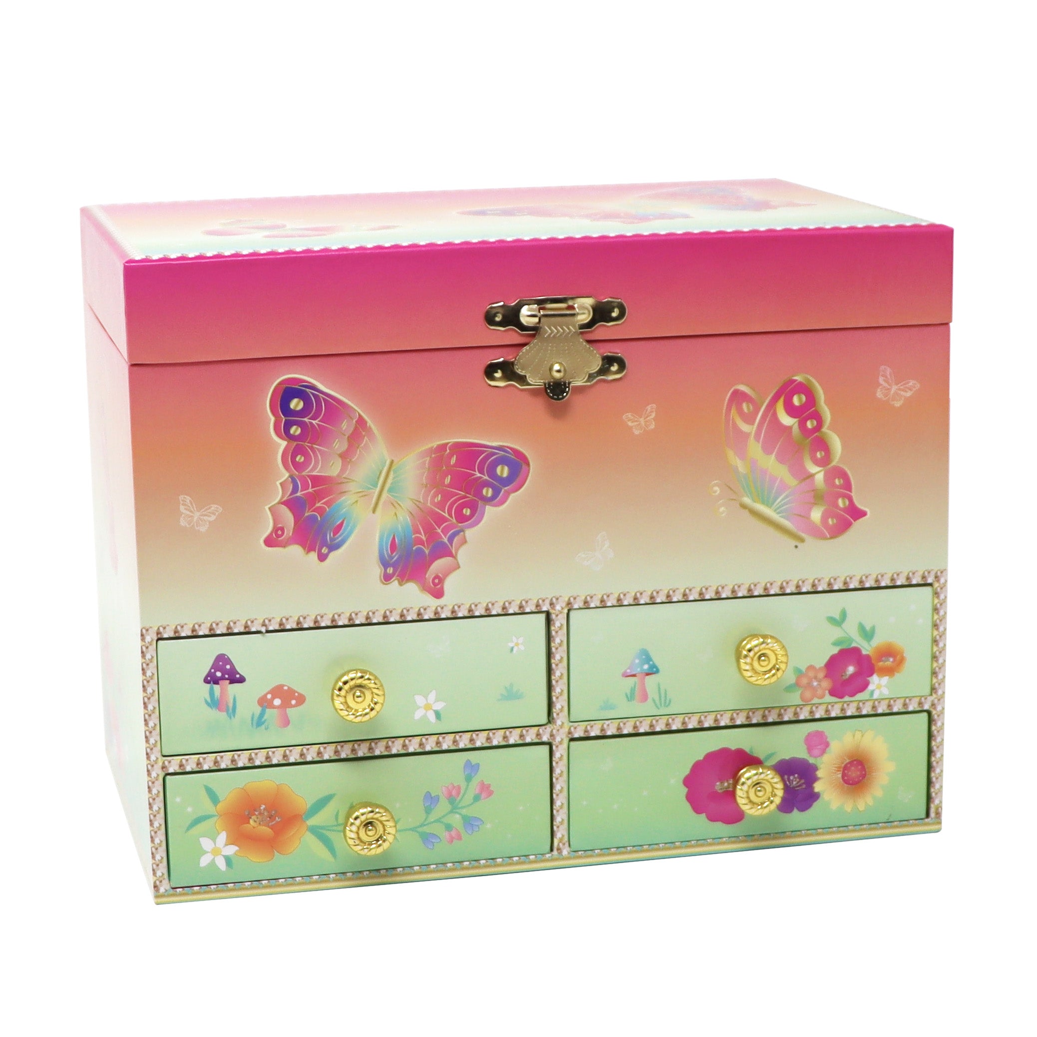Rainbow Butterfly Medium Musical Jewellery Box - Pink Poppy Australia