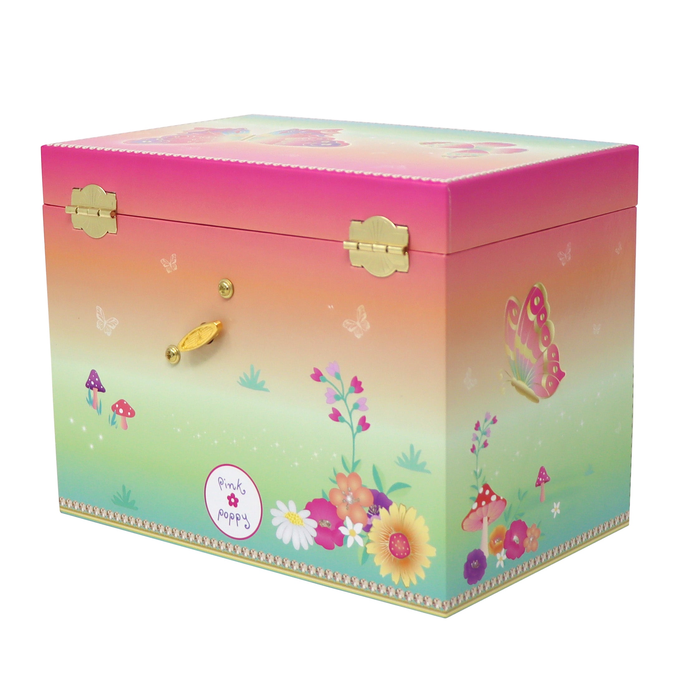 Rainbow Butterfly Medium Musical Jewellery Box - Pink Poppy Australia