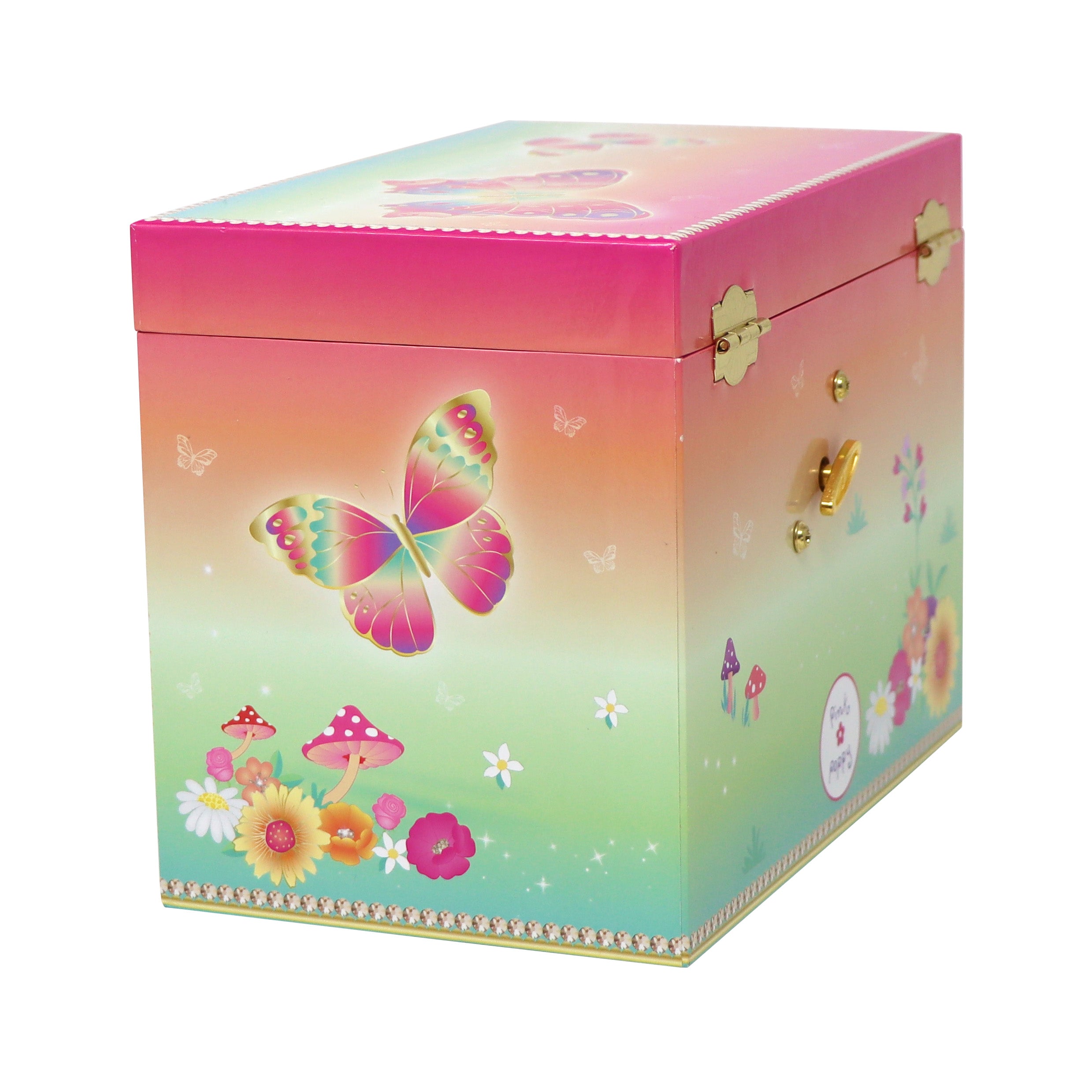 Rainbow Butterfly Medium Musical Jewellery Box - Pink Poppy Australia