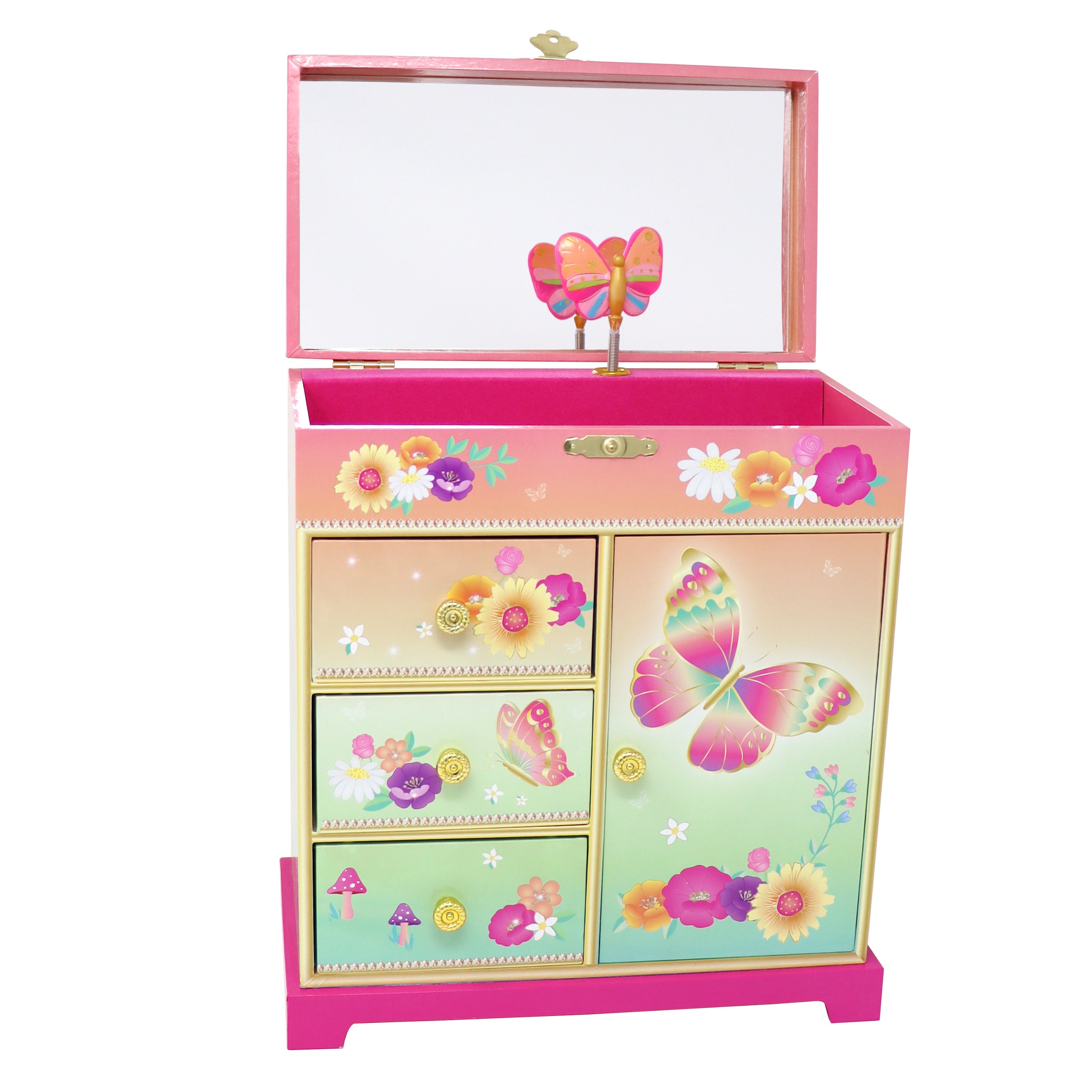 Rainbow Butterfly Large Music Box - Pink Poppy Australia
