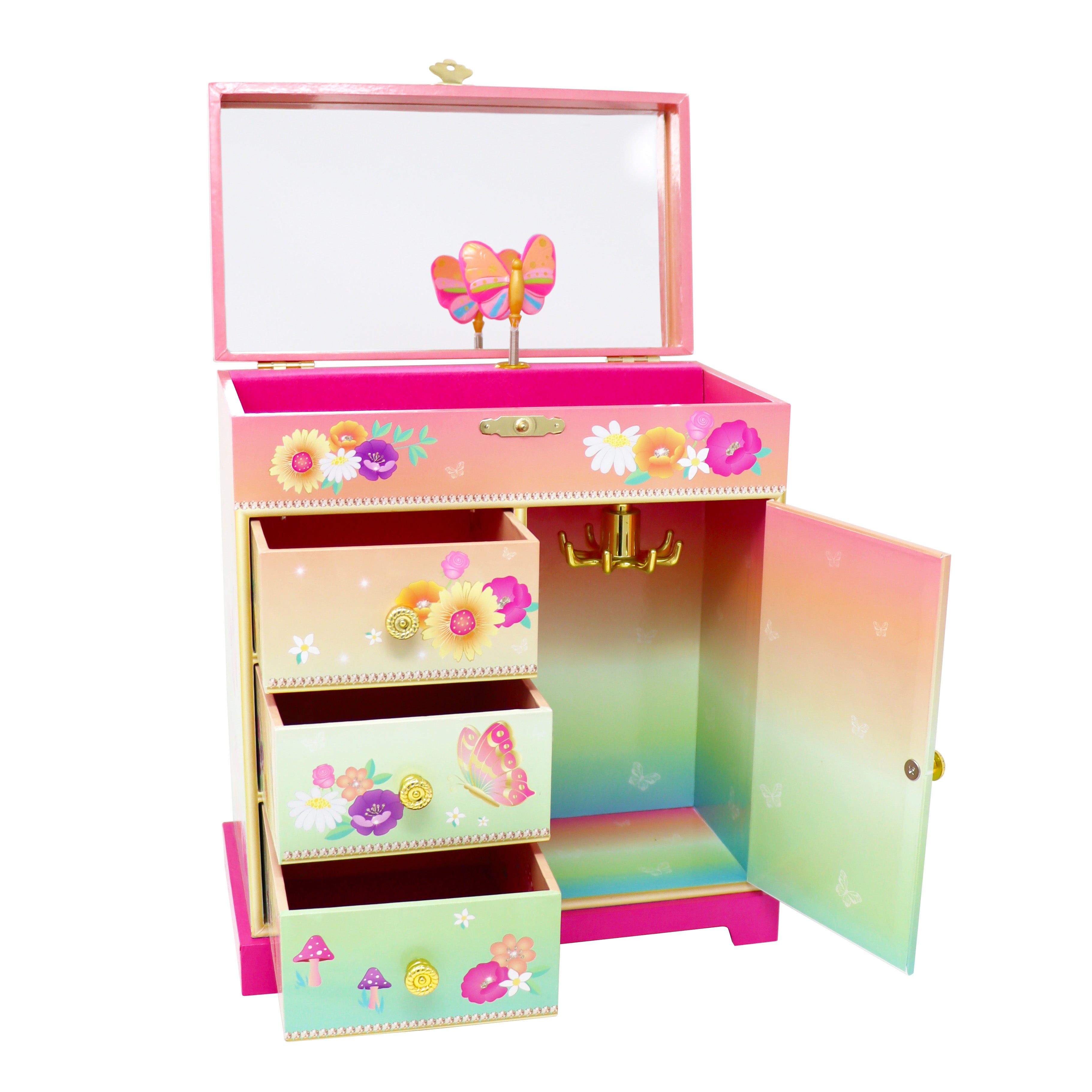 Rainbow Butterfly Large Music Box - Pink Poppy Australia