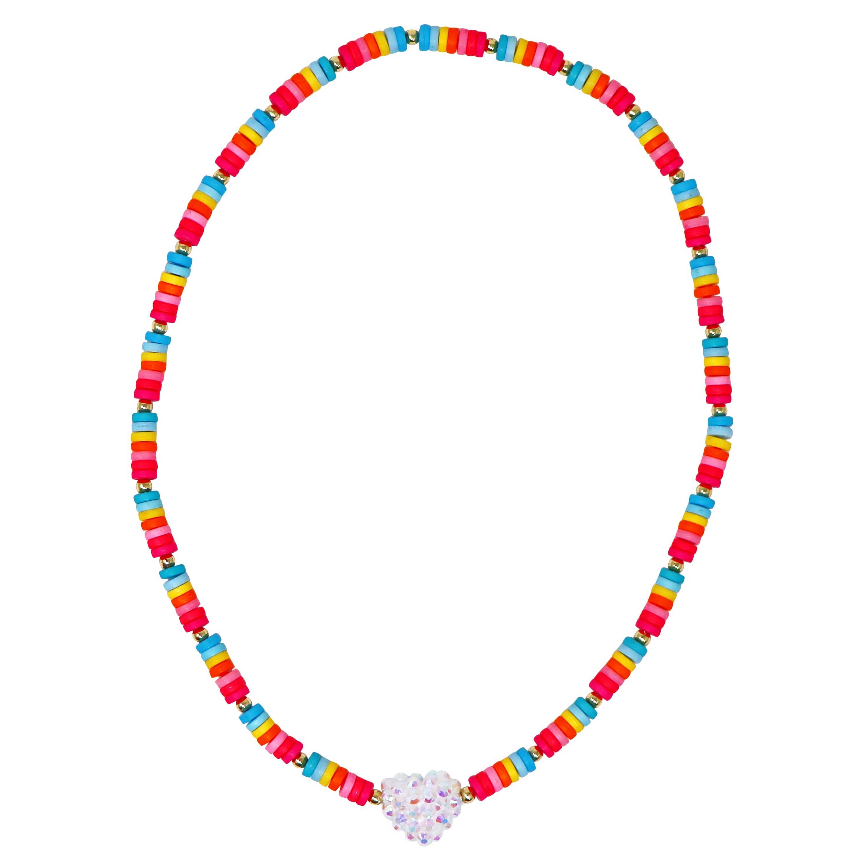 Rainbow Jewelled Heart Necklace - Pink Poppy Australia