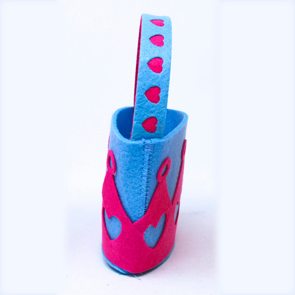 Crown Felt Bucket Bag - Pink Poppy