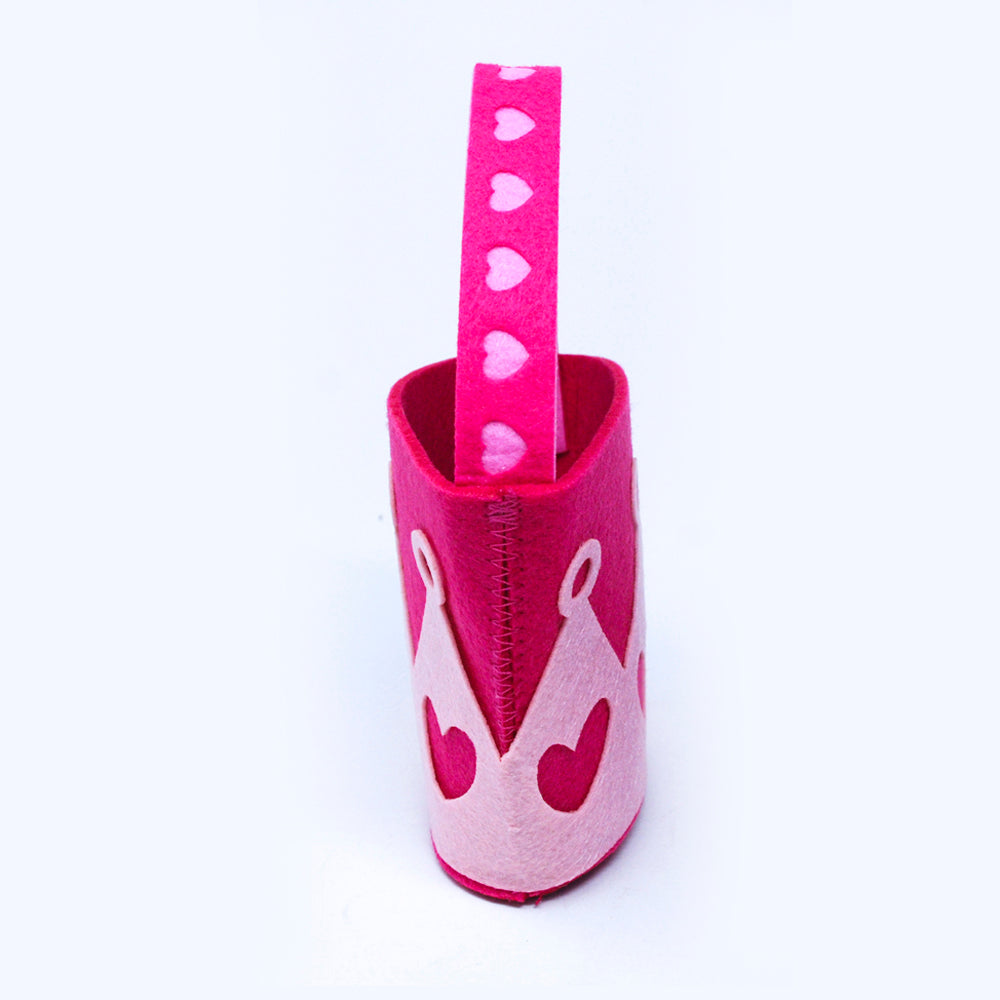 Crown Felt Bucket Bag - Pink Poppy